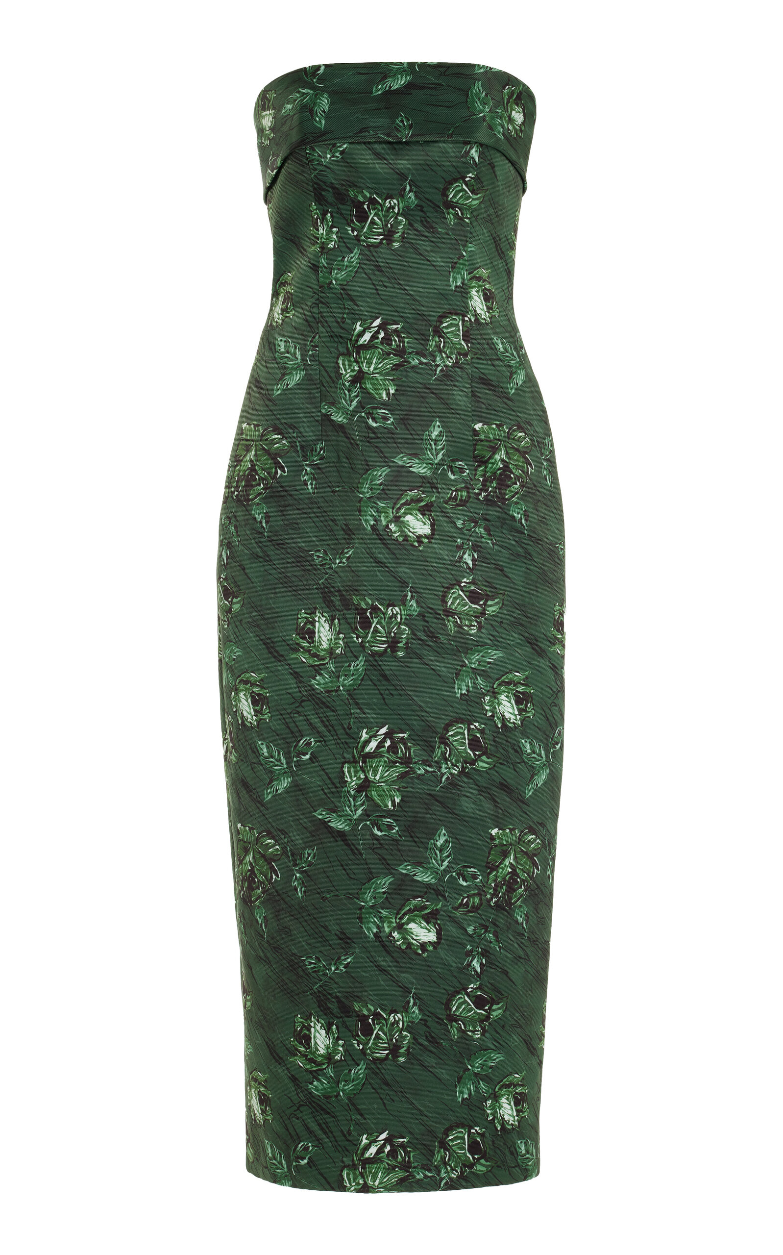 Shop Emilia Wickstead Keeley Floral Taffeta Midi Dress In Green