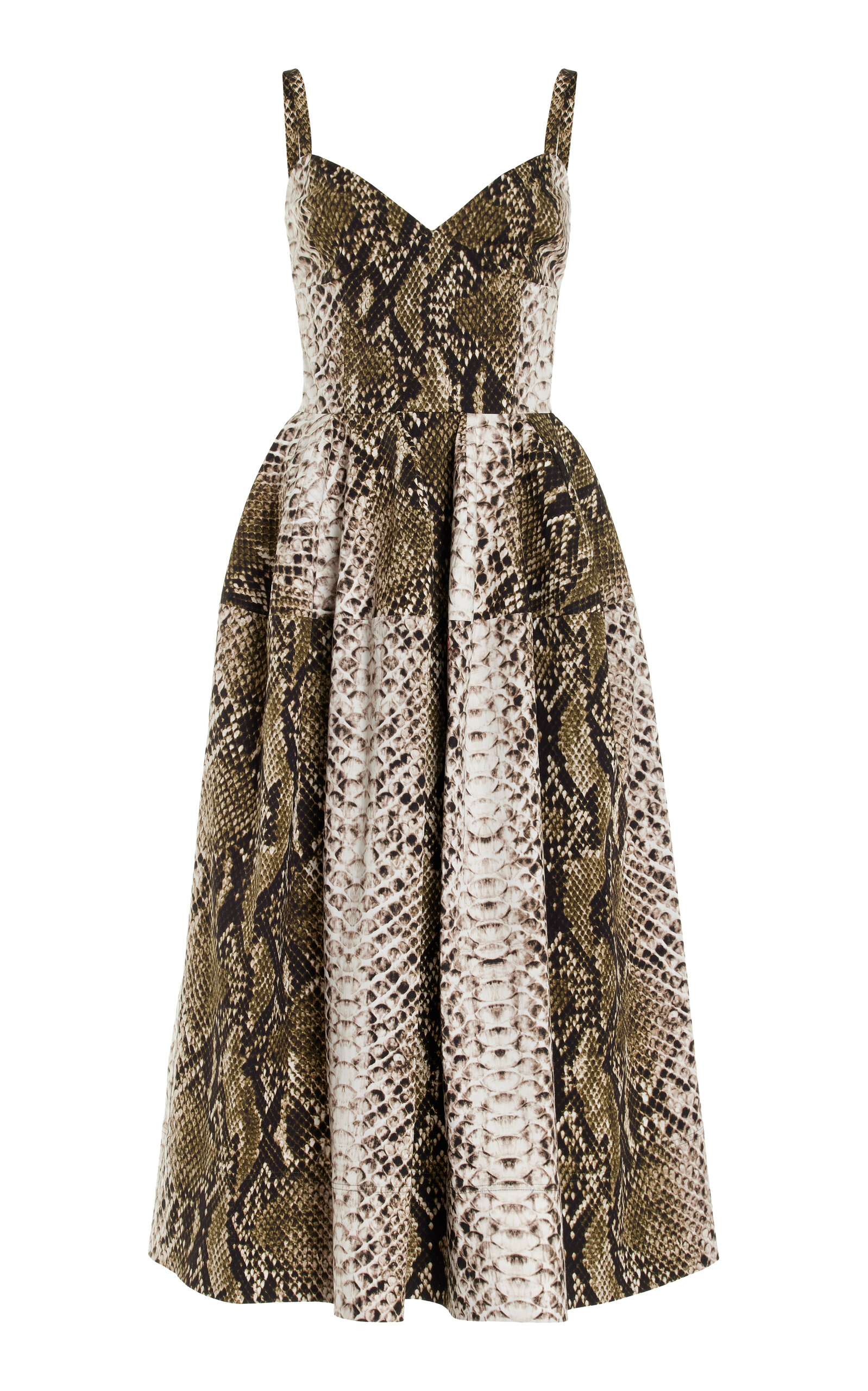 Shop Oscar De La Renta Snake-effect Cotton Midi Dress In Python