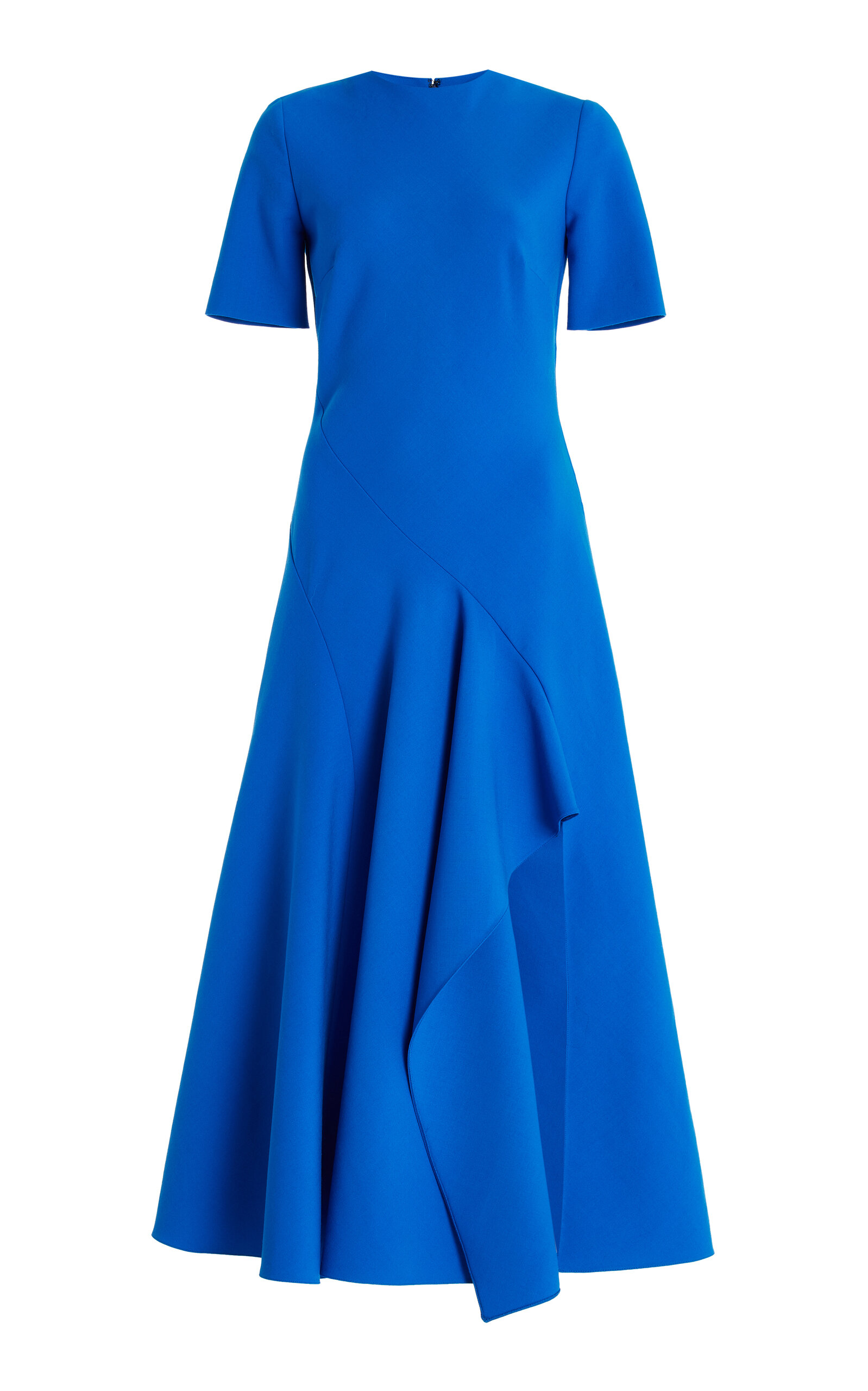 Shop Oscar De La Renta Stretch-wool Midi Dress In Blue