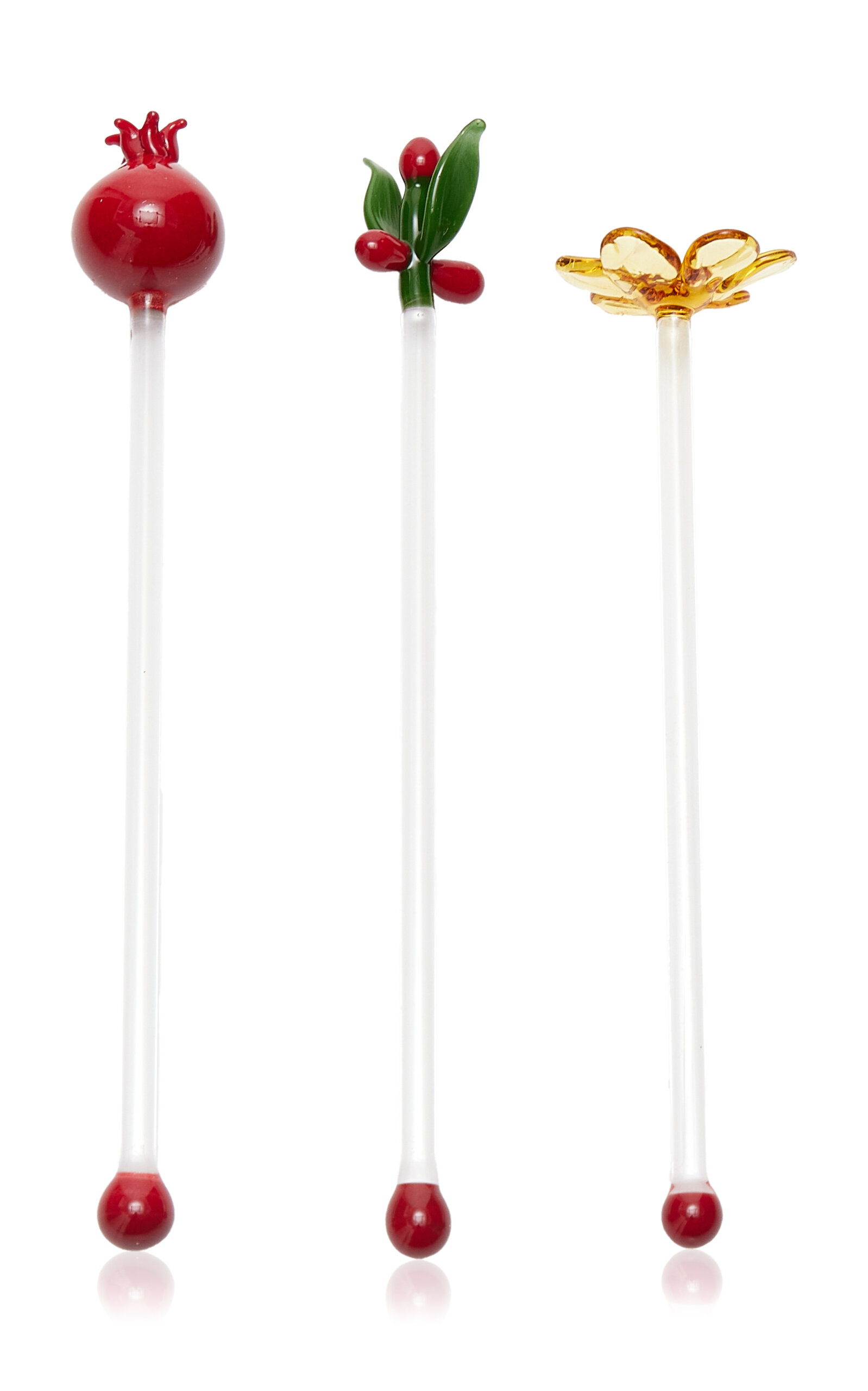 Shop Moda Domus Handmade Glass Christmasmas Cocktail Stirrers In Multi