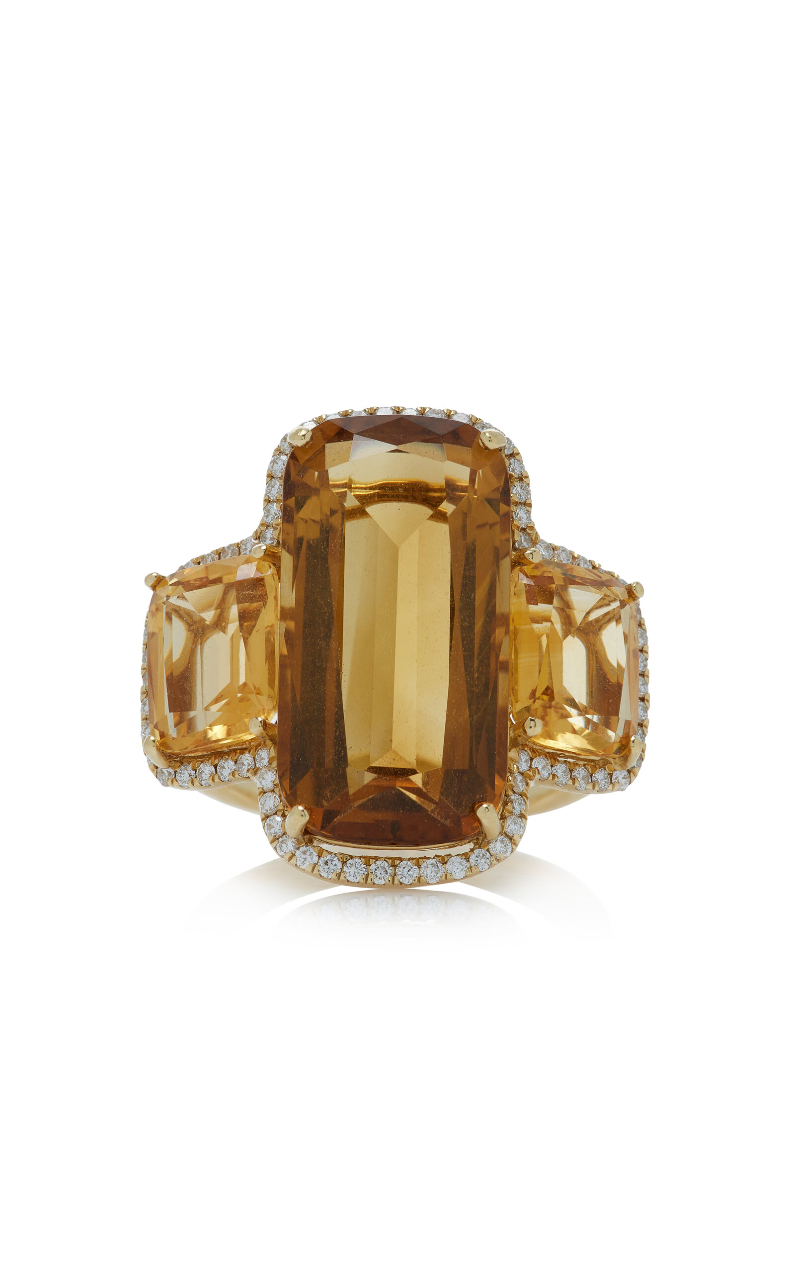 18K Yellow Gold Diamond And Citrine Ring