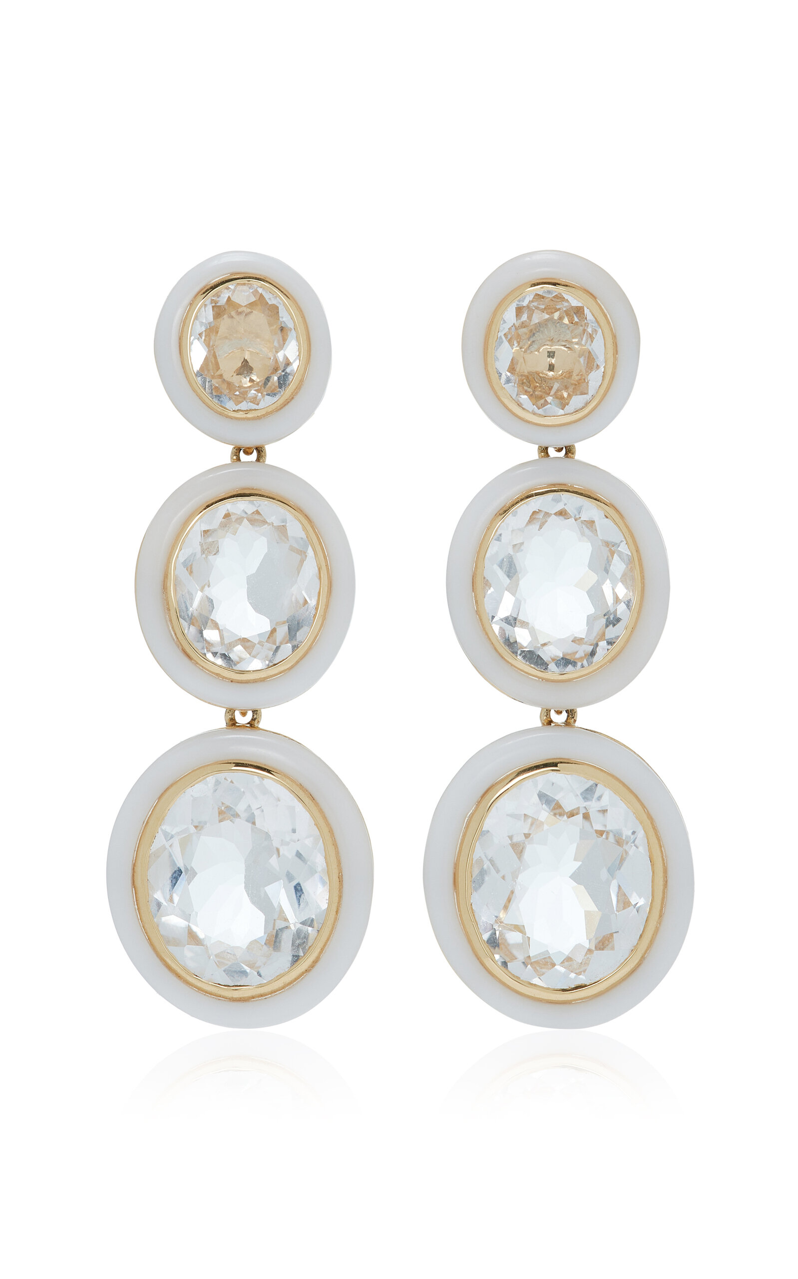 Shop Goshwara 18k Yellow Gold Rock Crystal Earrings In Clear