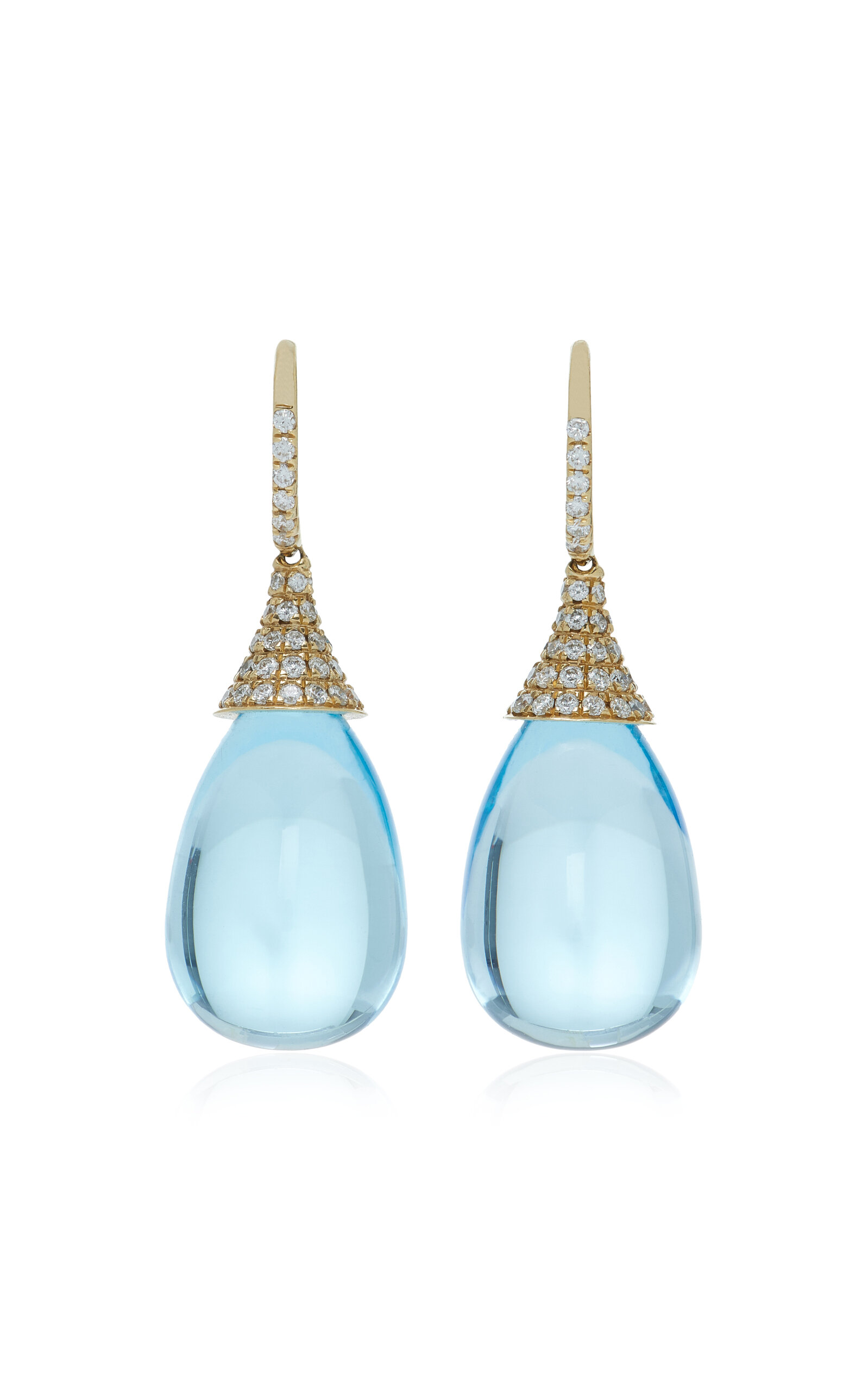 Goshwara 18k Yellow Gold Blue Topaz And Diamond Earrings