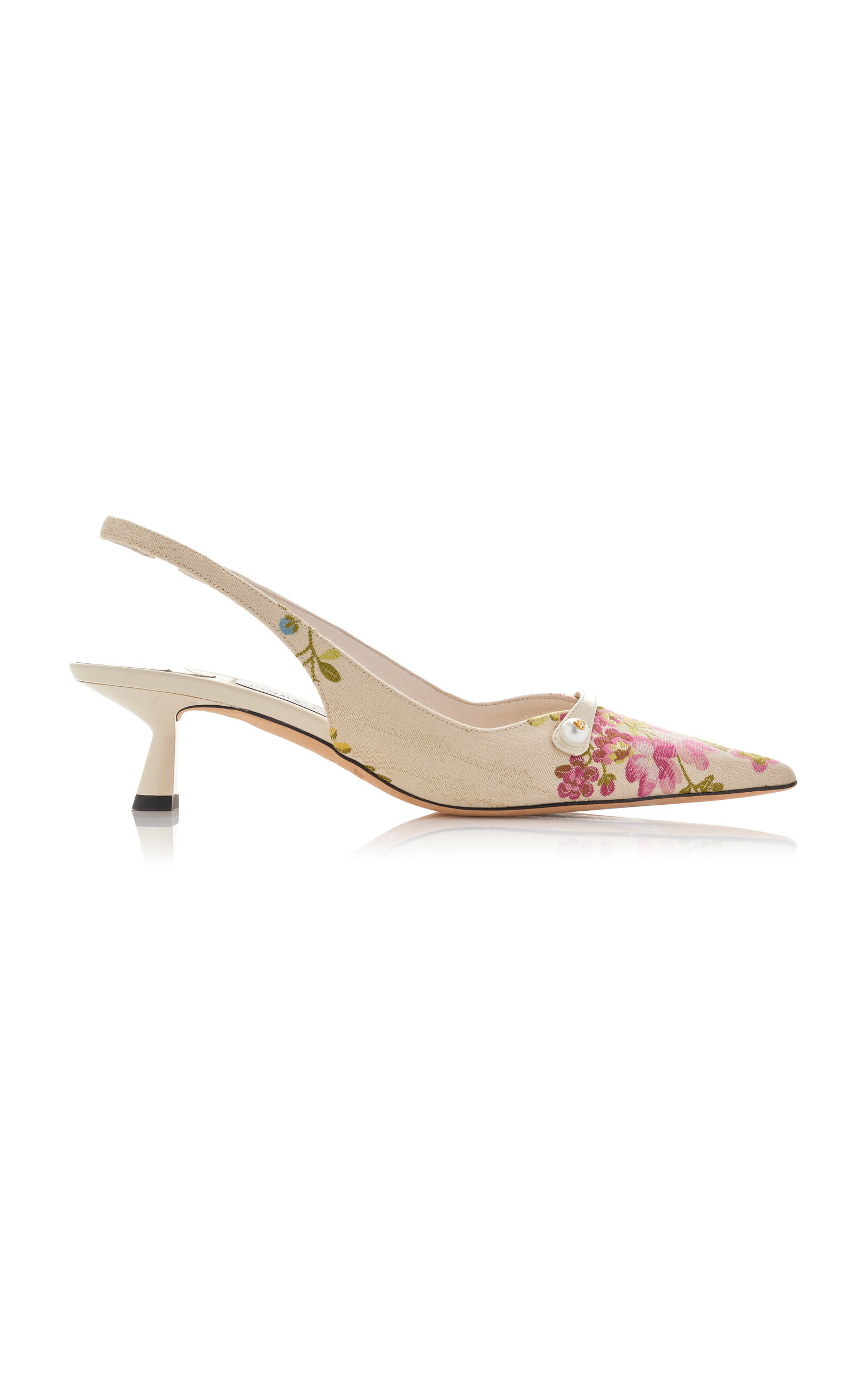 Amita Floral-Jacquard Slingback Pumps