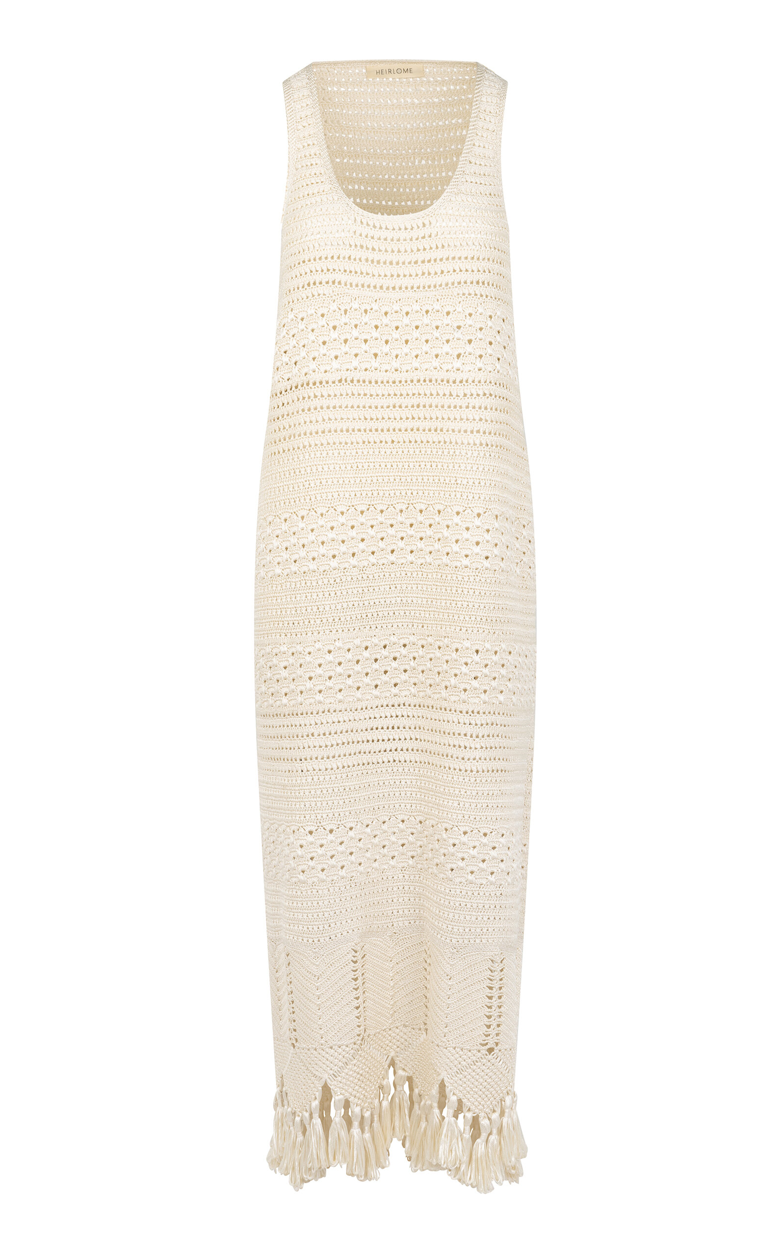 Shop Heirlome Ophelia Crocheted Silk Maxi Dress In Ivory