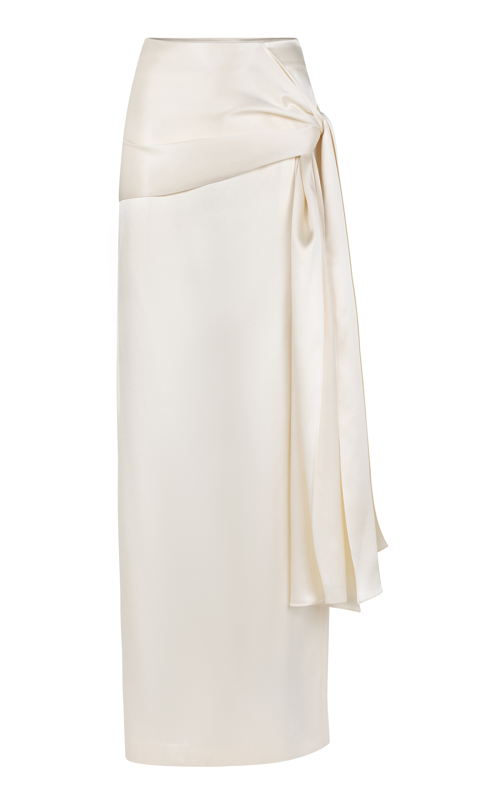 Shop Heirlome Mila Draped Silk Maxi Skirt In Off-white