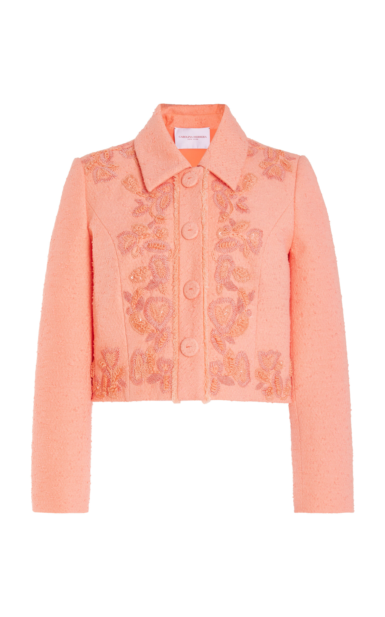 Embroidered Cropped Cotton-Linen Jacket