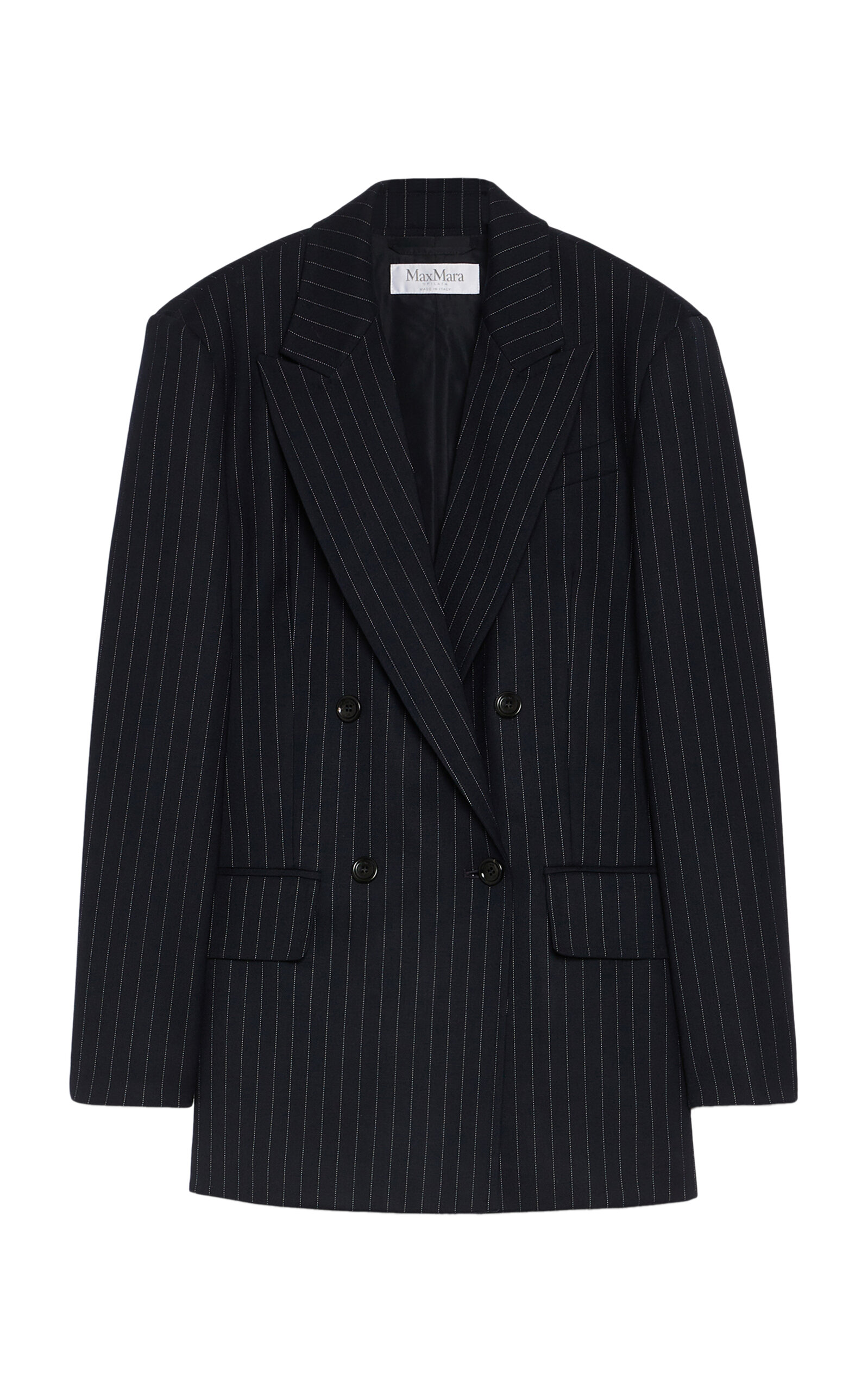 Shop Max Mara Albany Stretch-wool Blazer In Navy