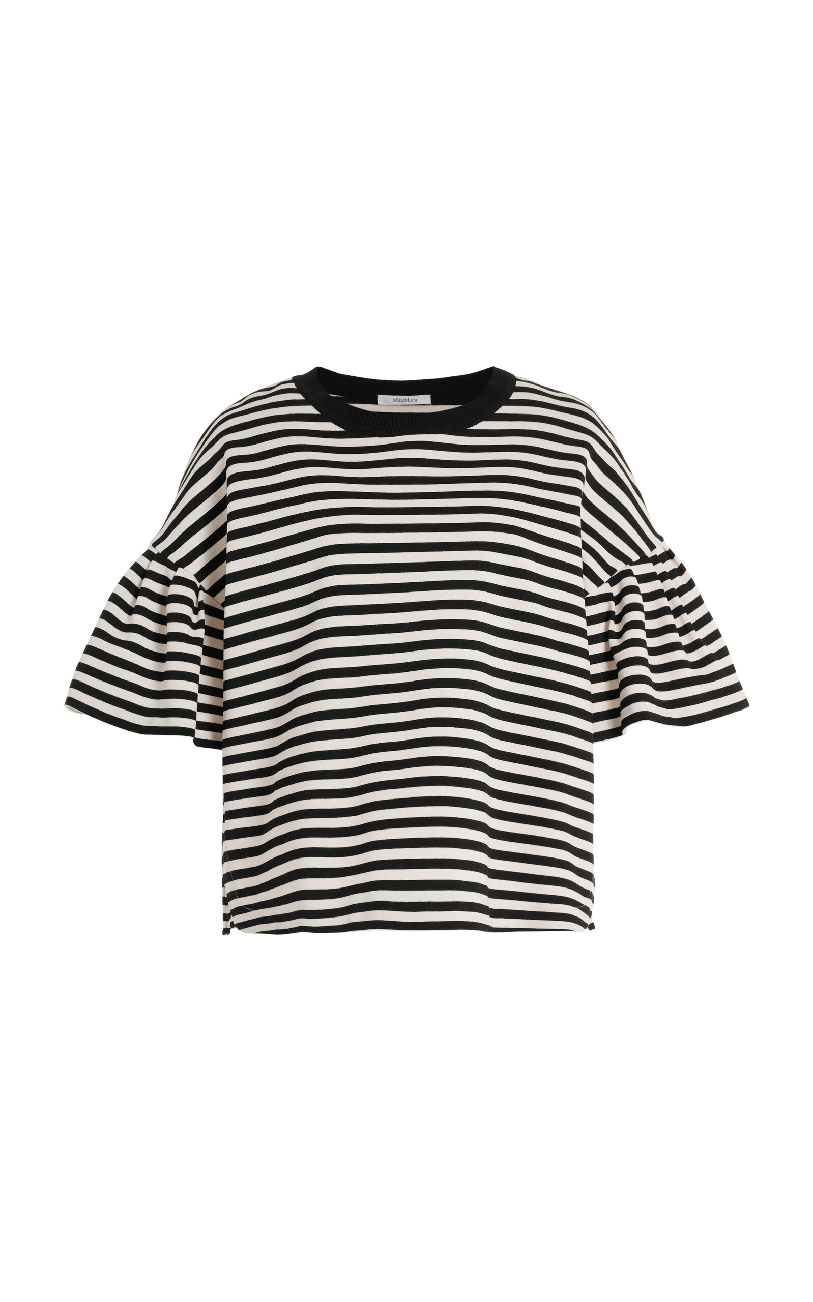 Shop Max Mara Peirak Striped Jersey T-shirt In Black,white