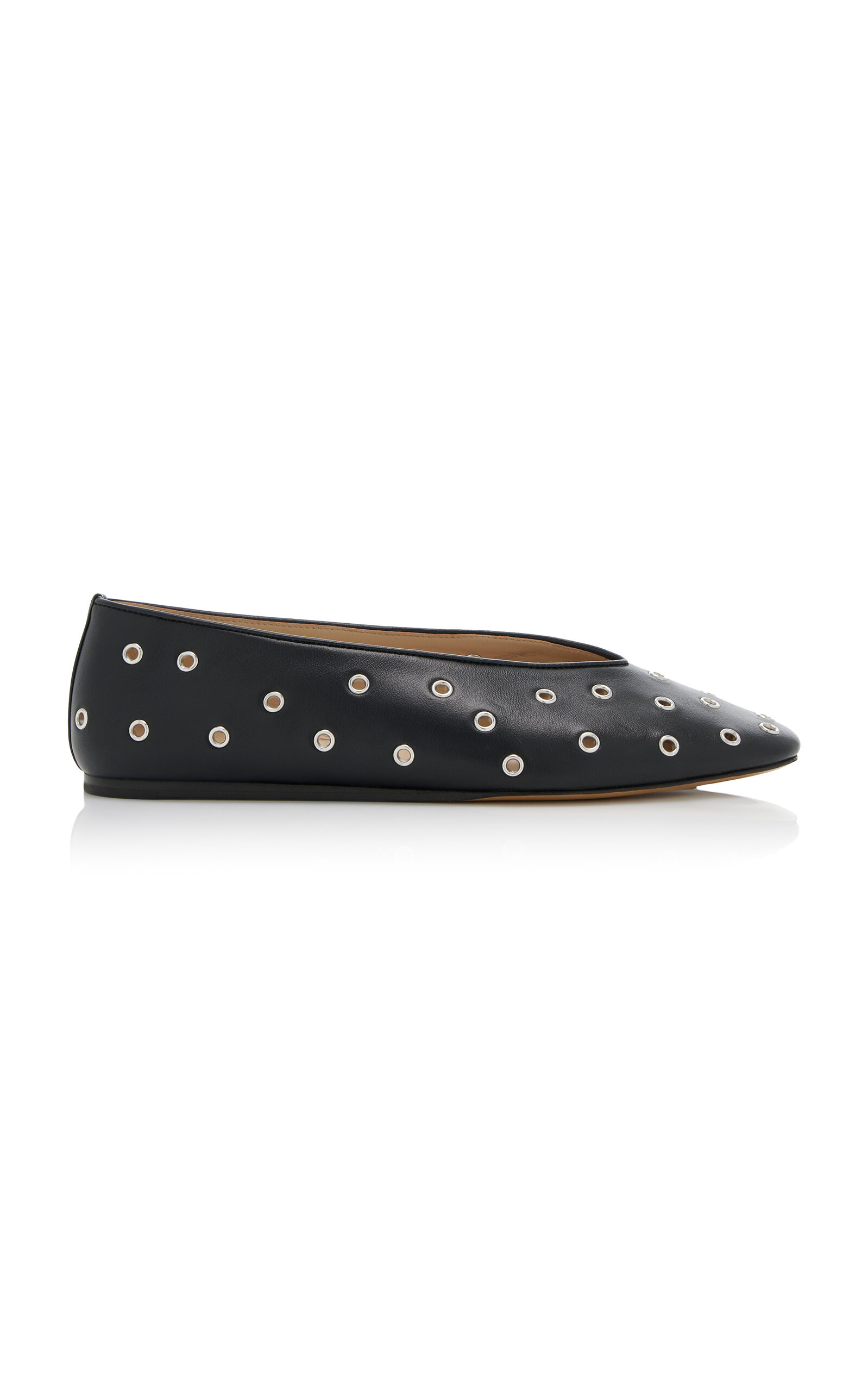 Regency Eyelet-Studded Leather Ballet Flats