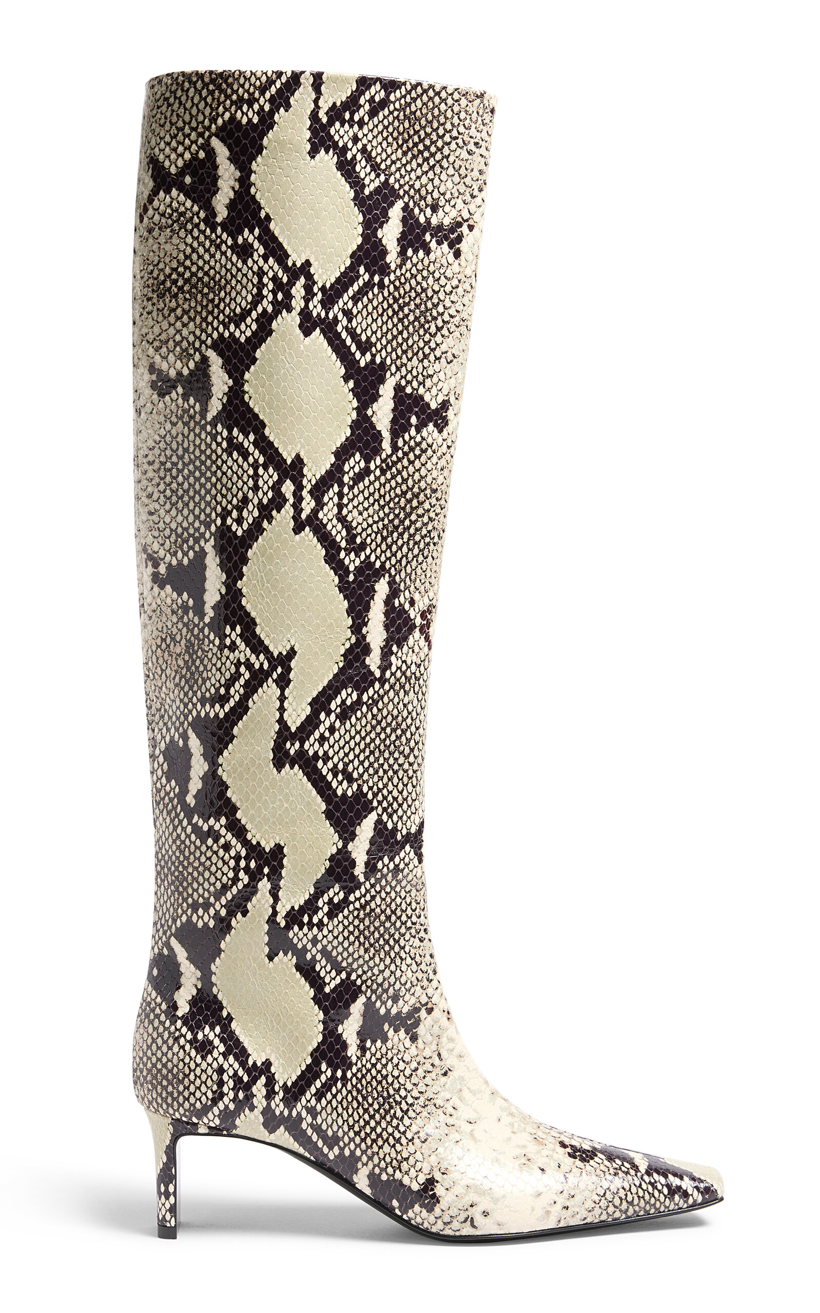 Shop Khaite Ona Python-effect Leather Knee Boots In Animal