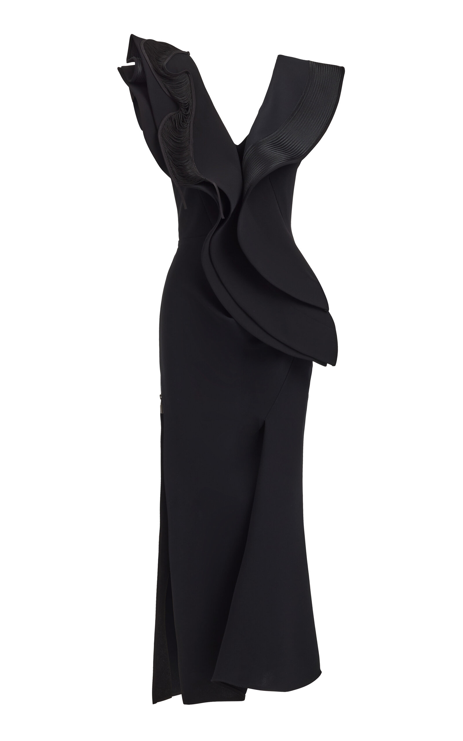 Maticevski Revive Wave Sculptural Crepe Maxi Dress In Black