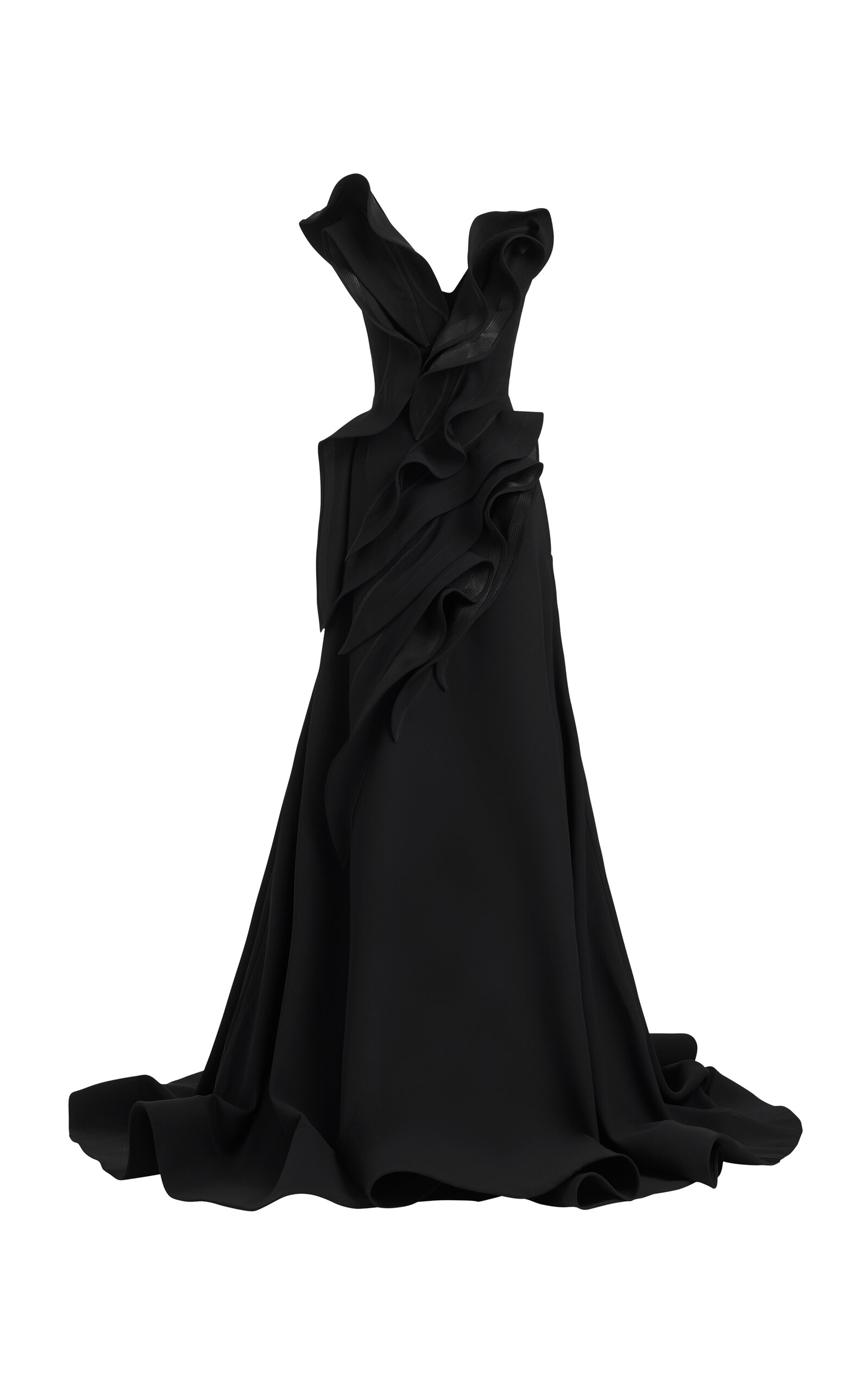 Shop Maticevski Ironwarks Ruffled Crepe Gown In Black