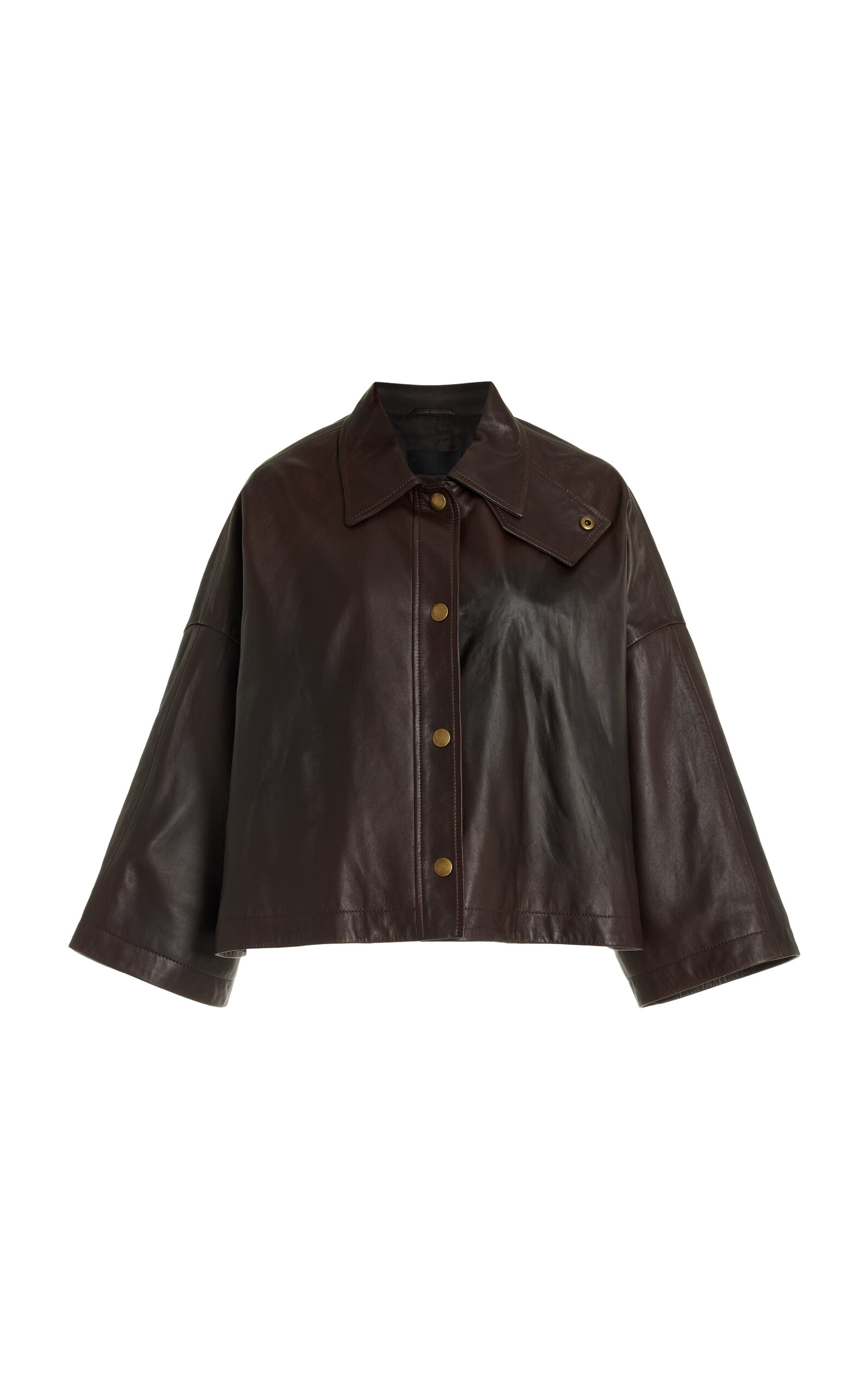 Shop Nili Lotan Ines Leather Jacket In Brown