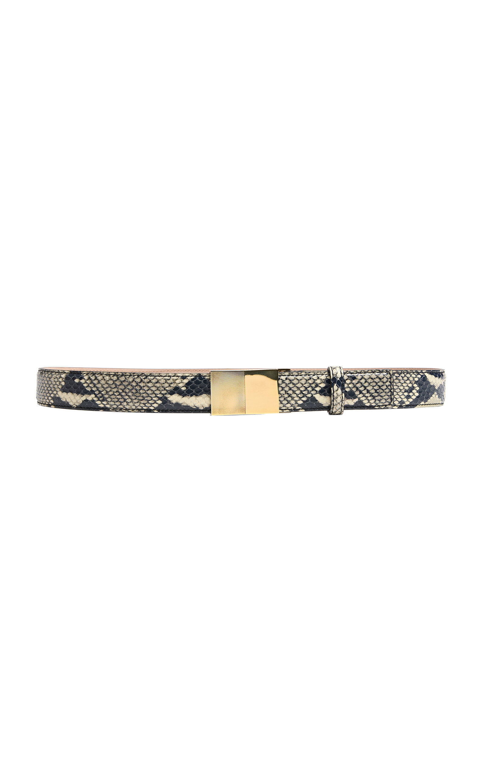 Elio Python-Effect Leather Belt