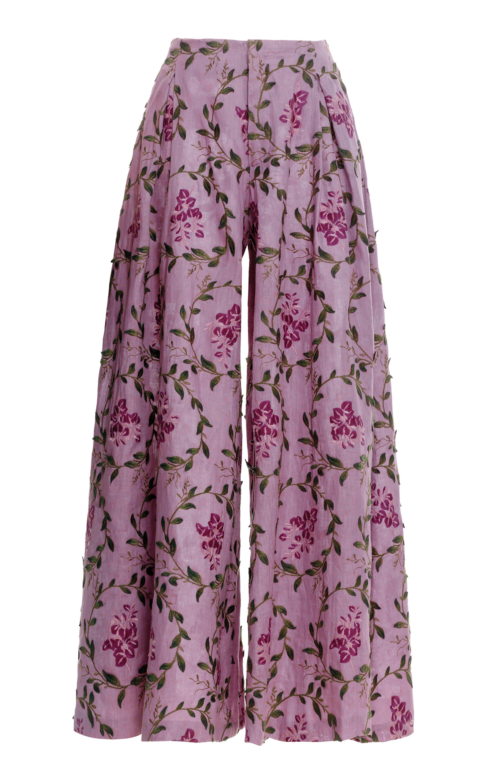 Marea Floral Linen Wide-Leg Pants