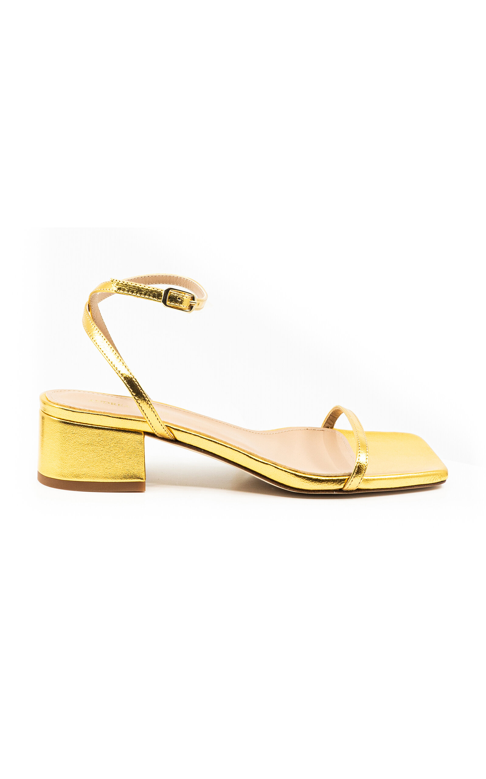 Shop Andrea Gomez Brook Metallic Leather Sandals In Gold