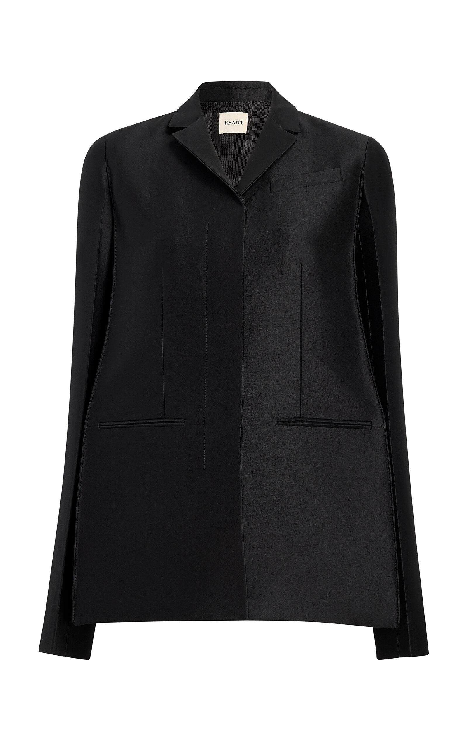 Shop Khaite Crittan Wool-silk Blazer In Black