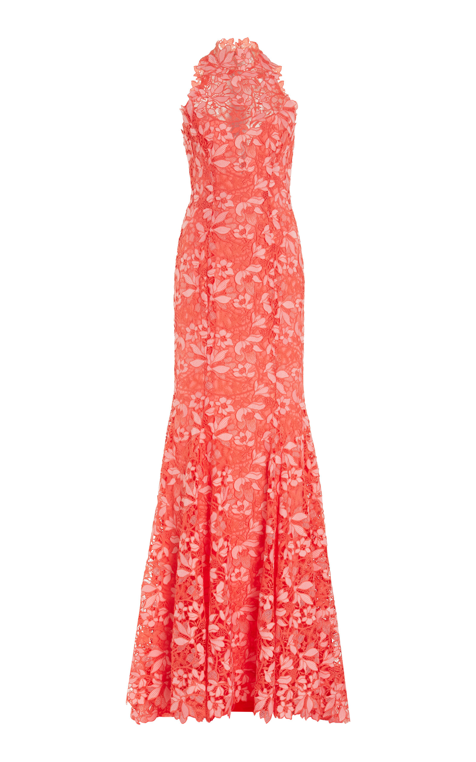 Shop Monique Lhuillier Lace Trumpet Gown In Coral