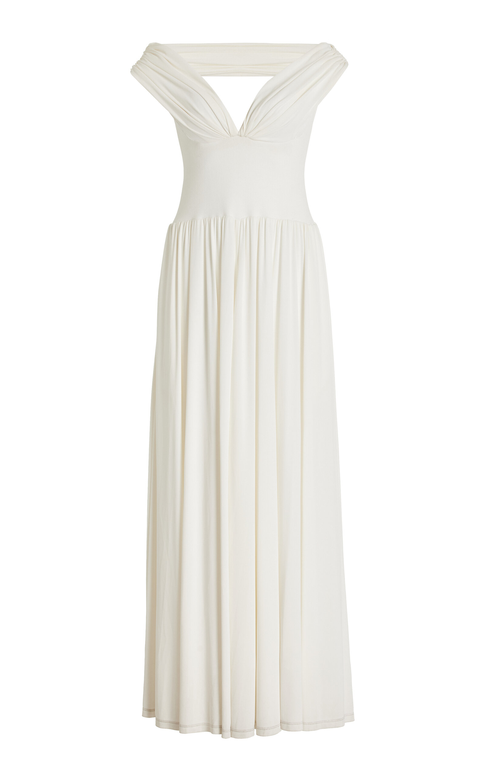 Shop Simkhai Amarantha Off-the-shoulder Stretch-jersey Maxi Dress In White