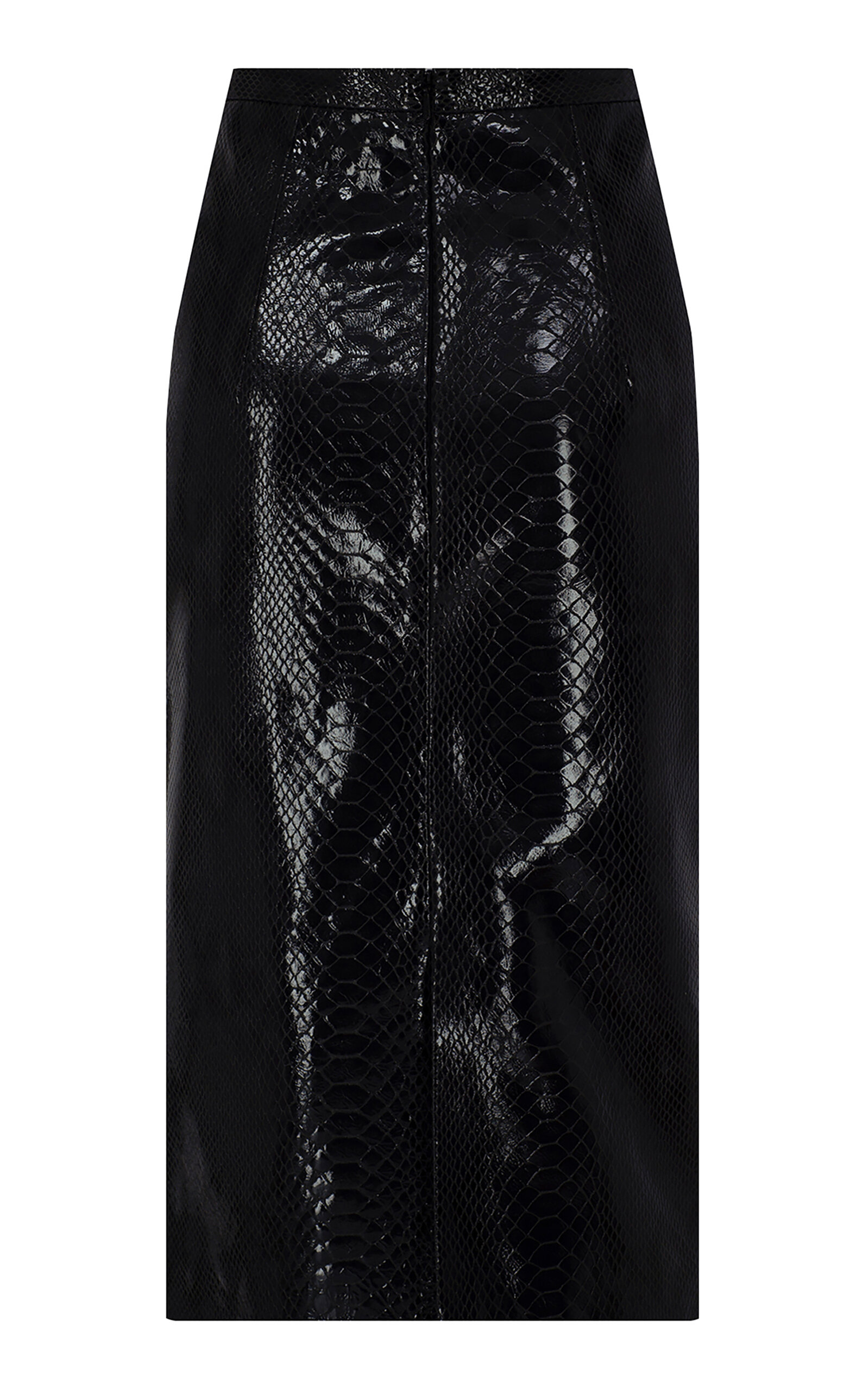The New Arrivals Ilkyaz Ozel Maya Croc-embossed Leather Midi Skirt In Black