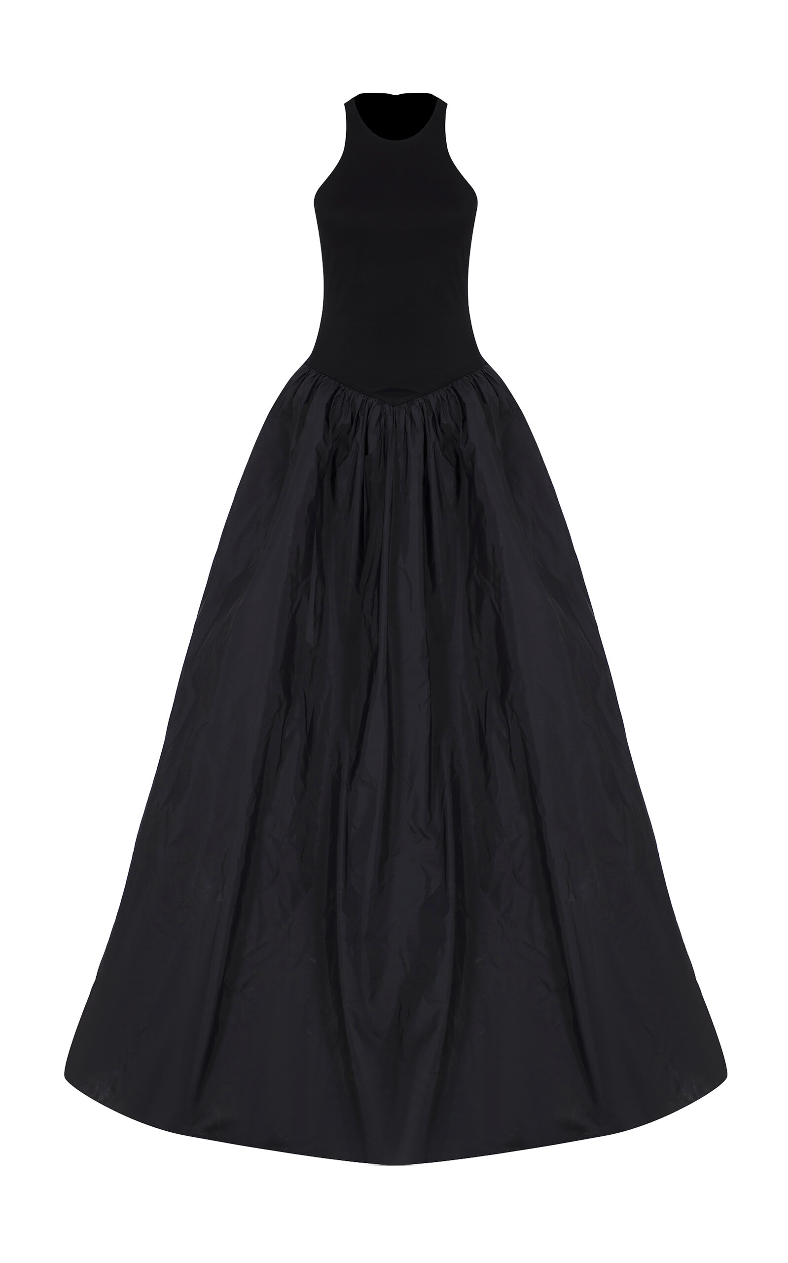 The New Arrivals Ilkyaz Ozel Cate Jersey-silk Combo Gown In Black