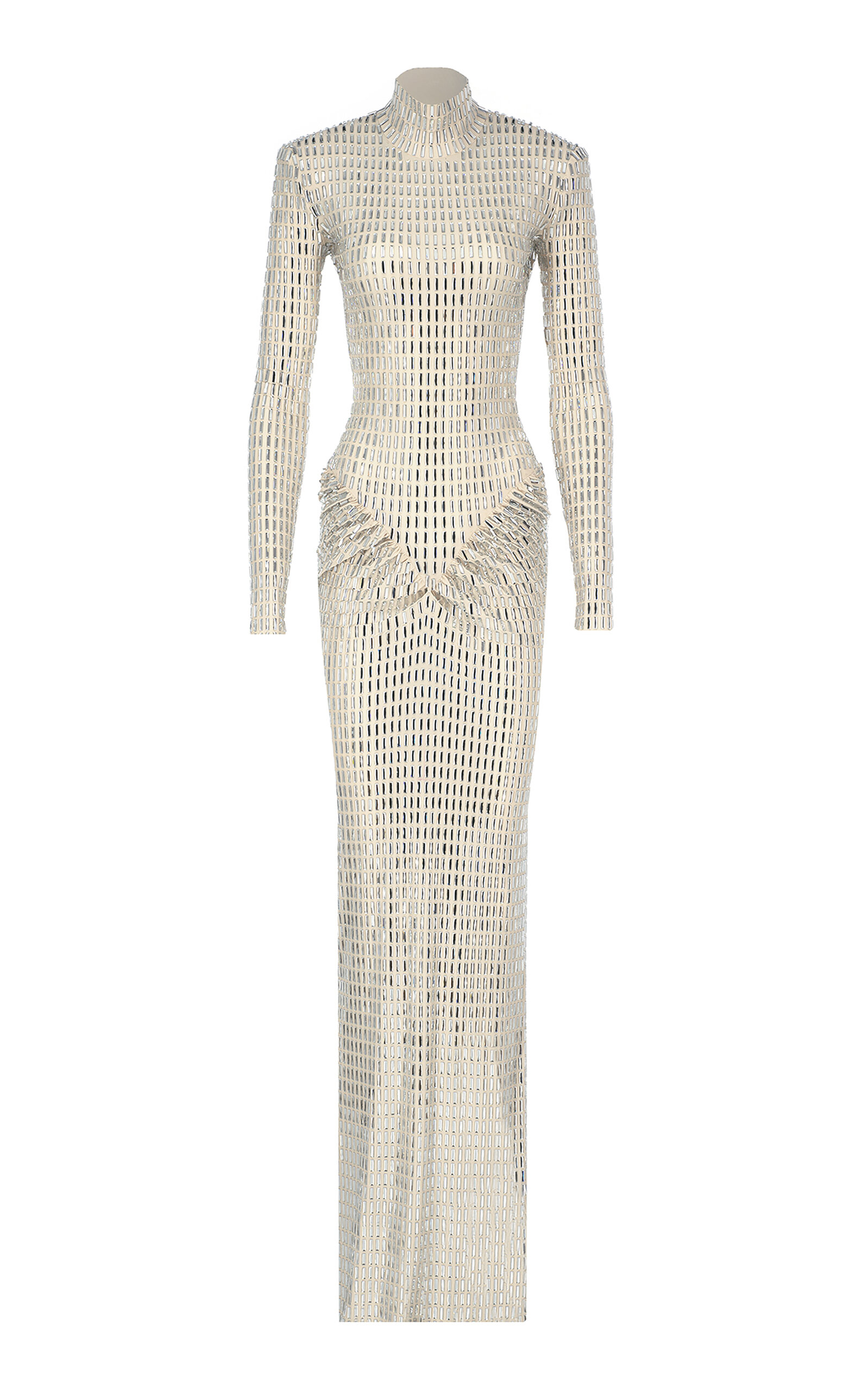 The New Arrivals Ilkyaz Ozel Darja Sequined Ruched Jersey Maxi Dress In White