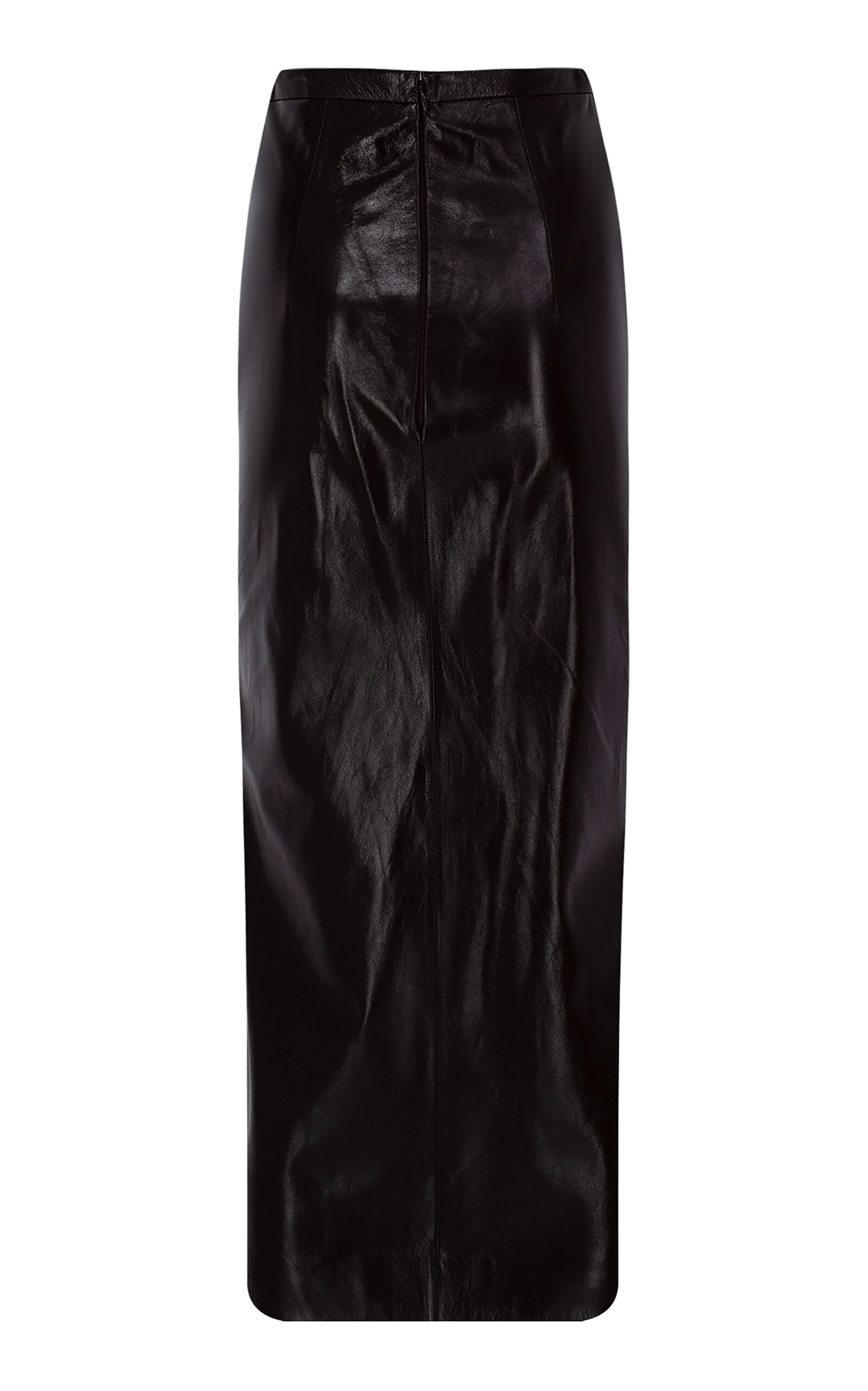 The New Arrivals Ilkyaz Ozel 00 Leather Midi Pencil Skirt In Black