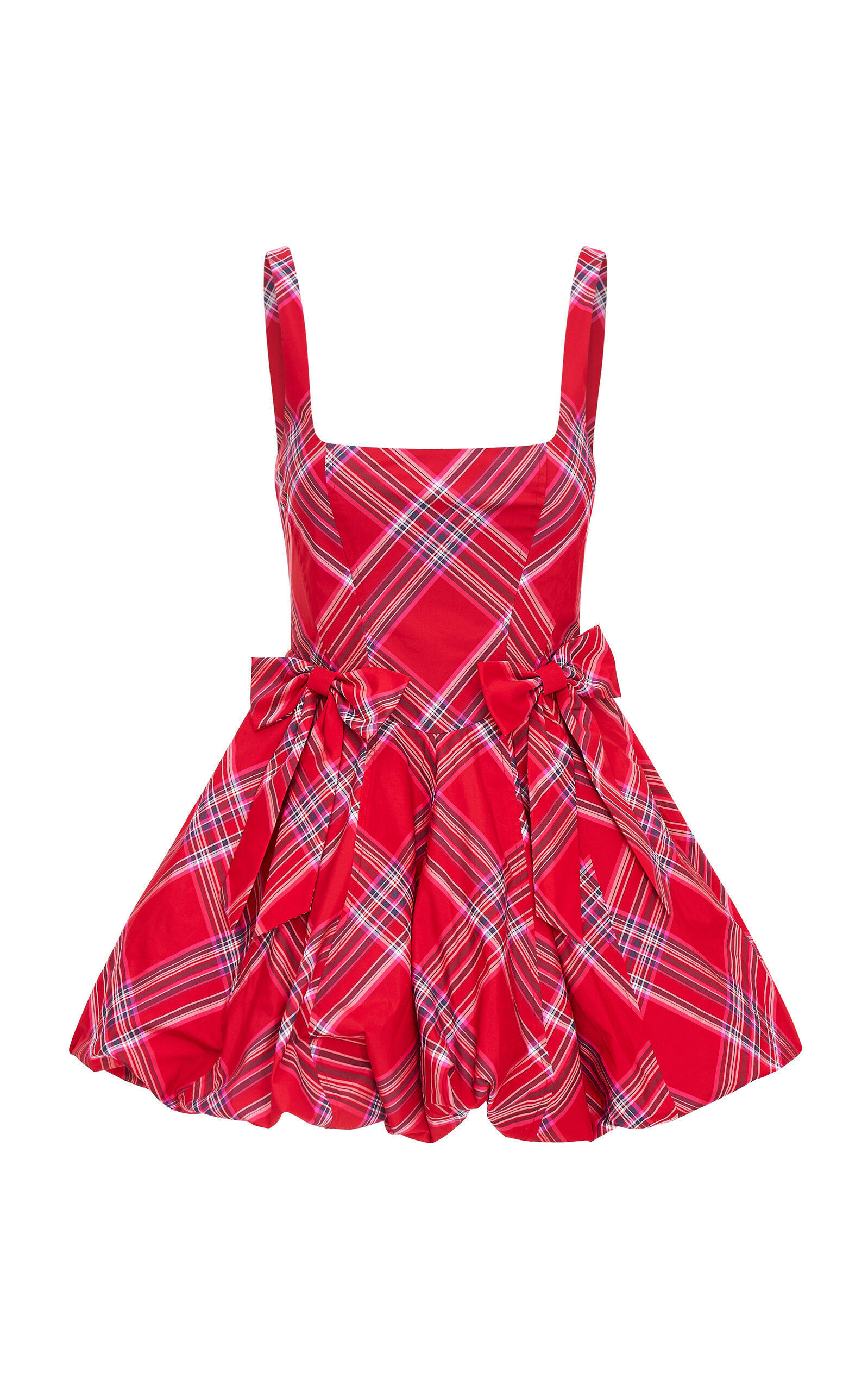 Shop Loveshackfancy Ruelle Bow-detailed Taffeta Mini Dress In Red