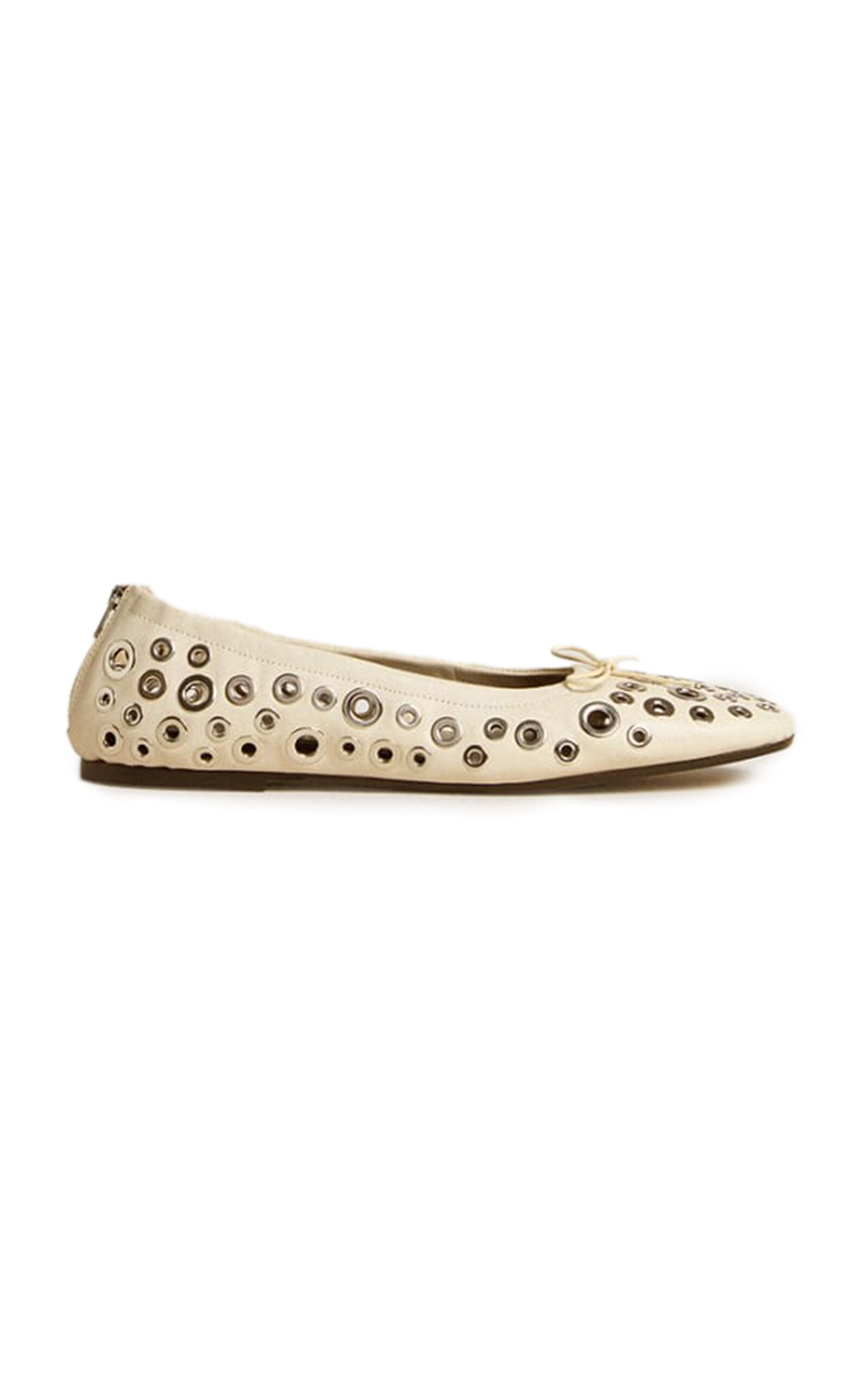 Amy Eyelet-Embellished Leather Ballet Flats