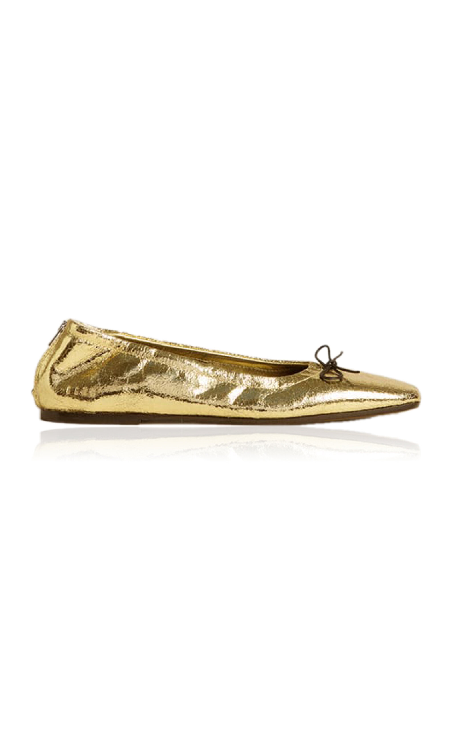 Shop Golden Goose Amy Laminated Wrinkled Ballerina Flats In Gold