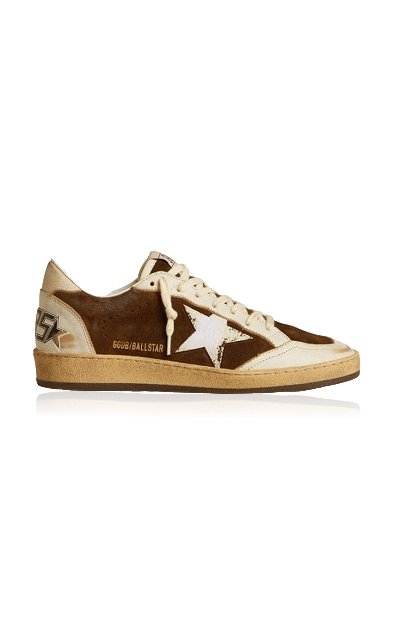 Shop Golden Goose Ballstar Flocked-detailed Suede Sneakers In Brown