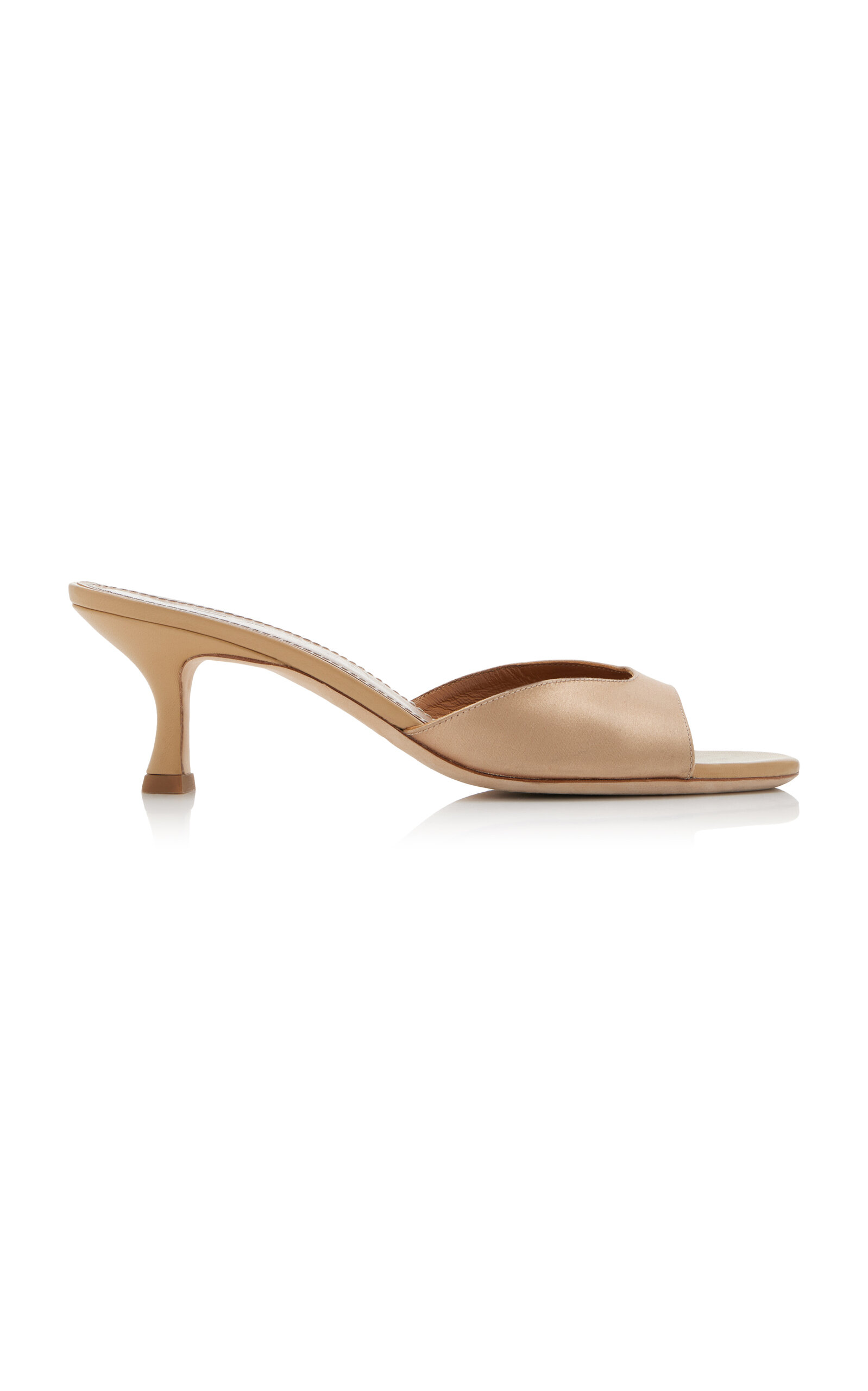 Shop Staud Brigitte Satin Mules In Gold