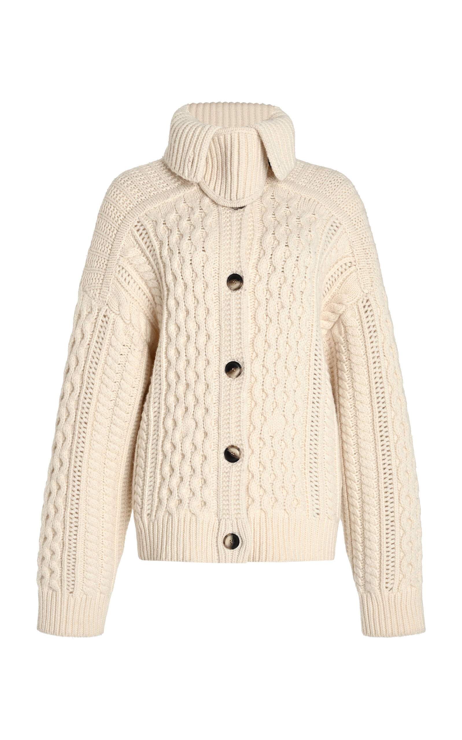 Darlene Cable-Knit Merino Wool Cardigan