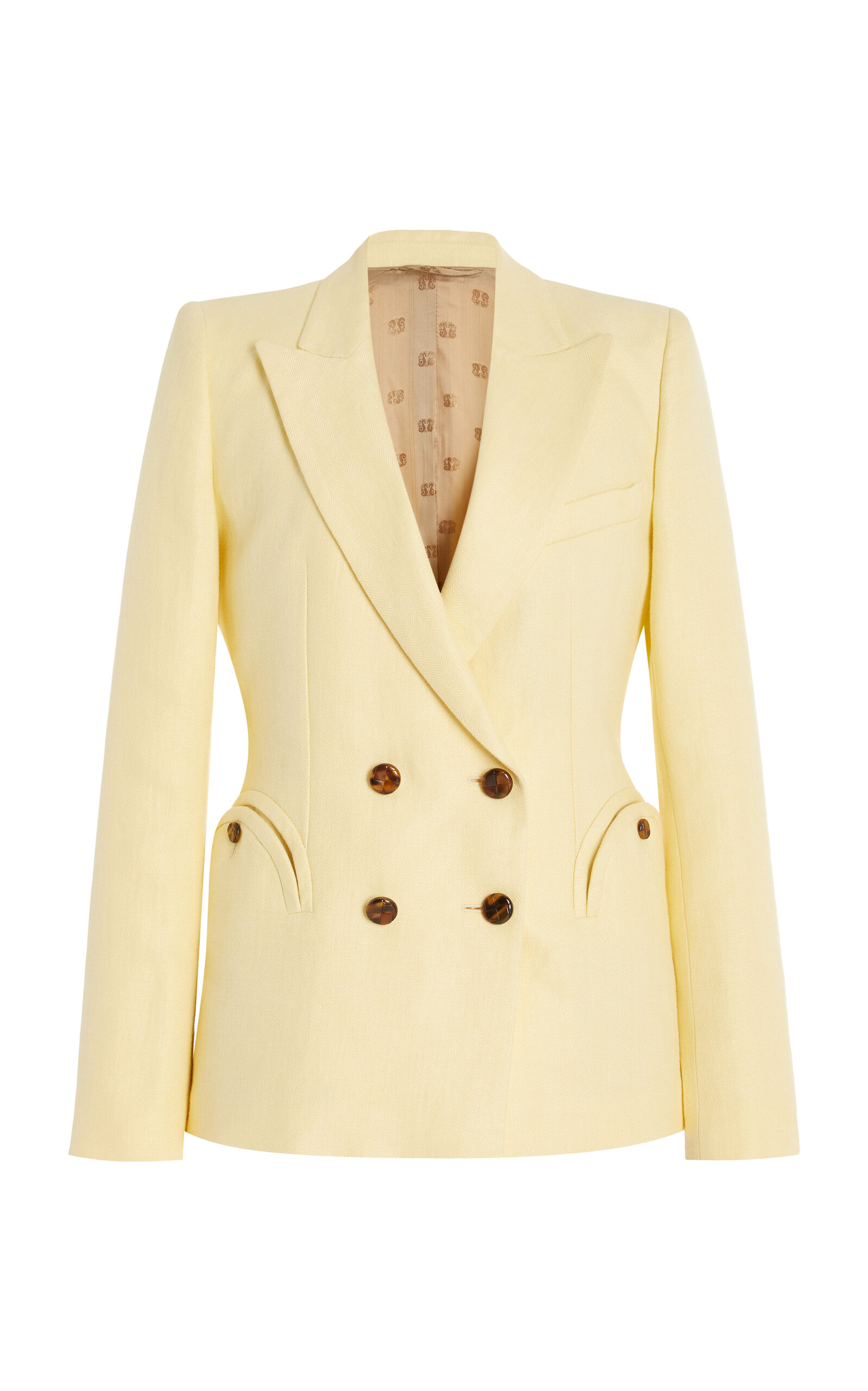 Shop Blazé Milano Clarity Charmer Linen Blazer In Yellow