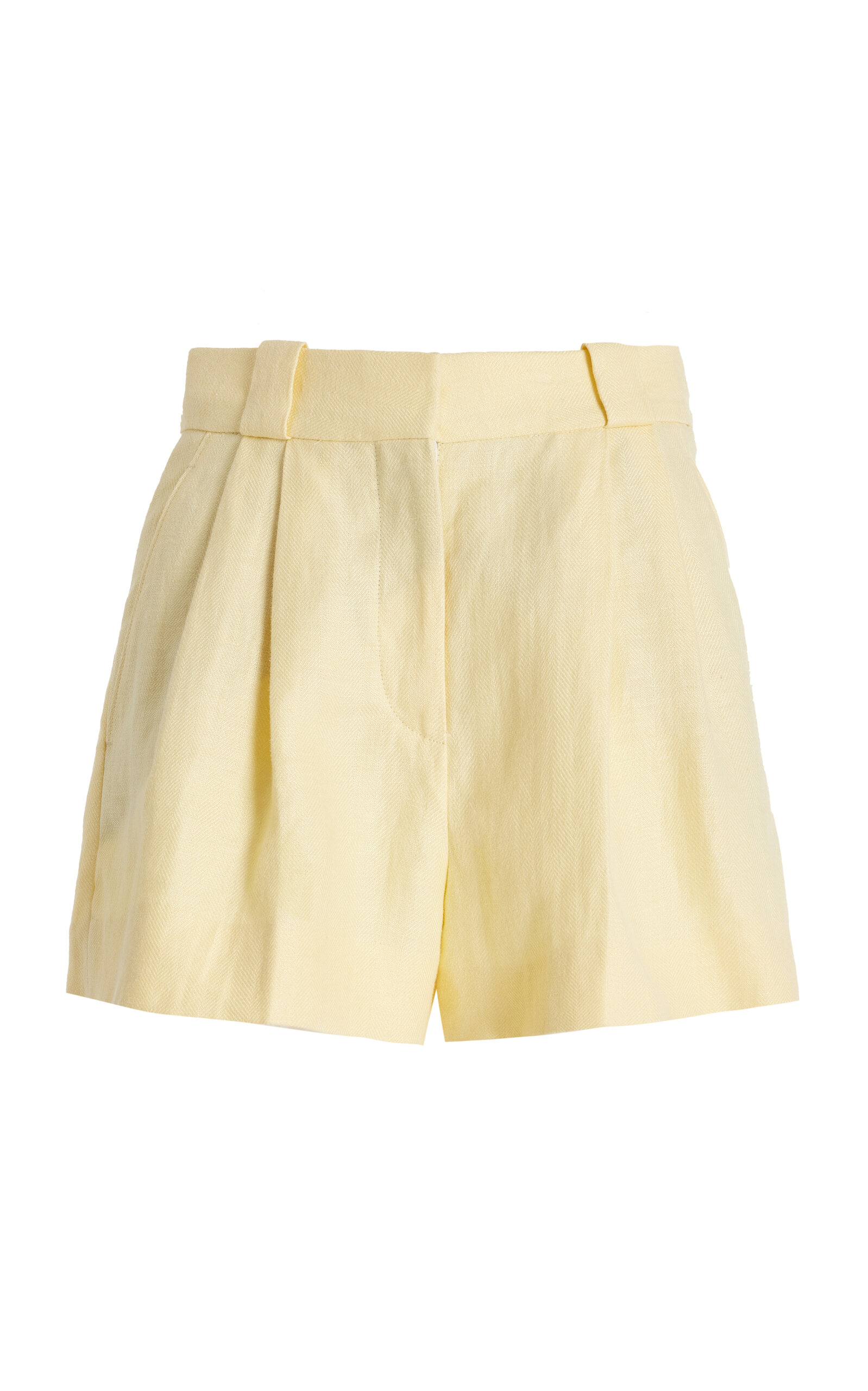 Shop Blazé Milano Clarity Selle Linen Shorts In Yellow