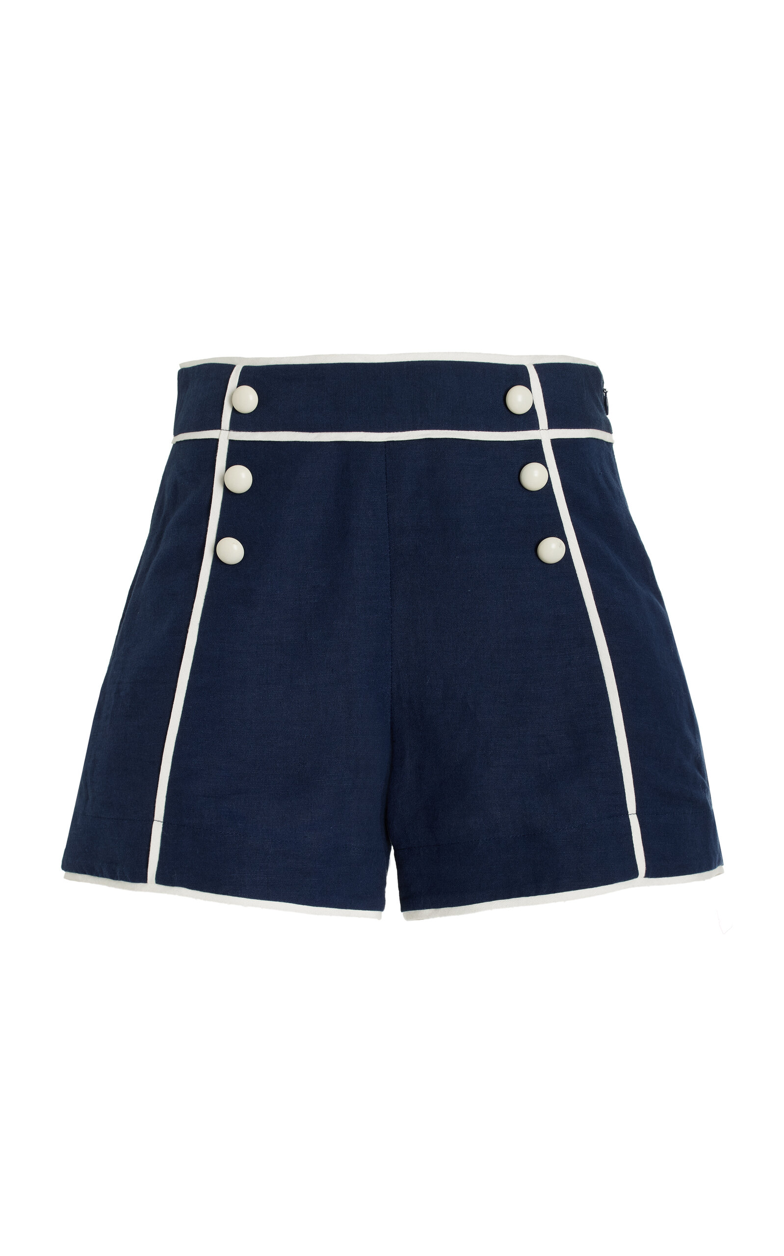 Shop Simkhai Crosby Linen-blend Shorts In Blue