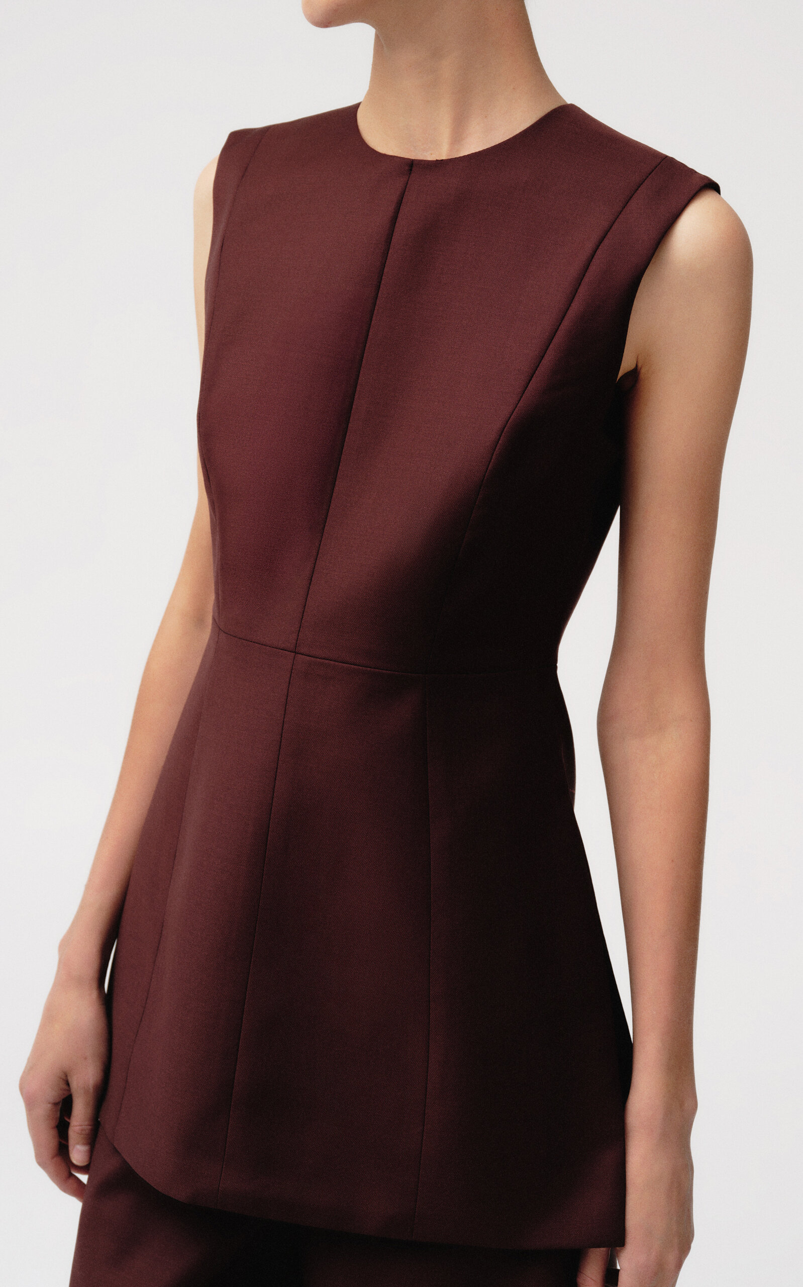 Shop Sophie Et Voila Tailored Wool Sleeveless Top In Burgundy