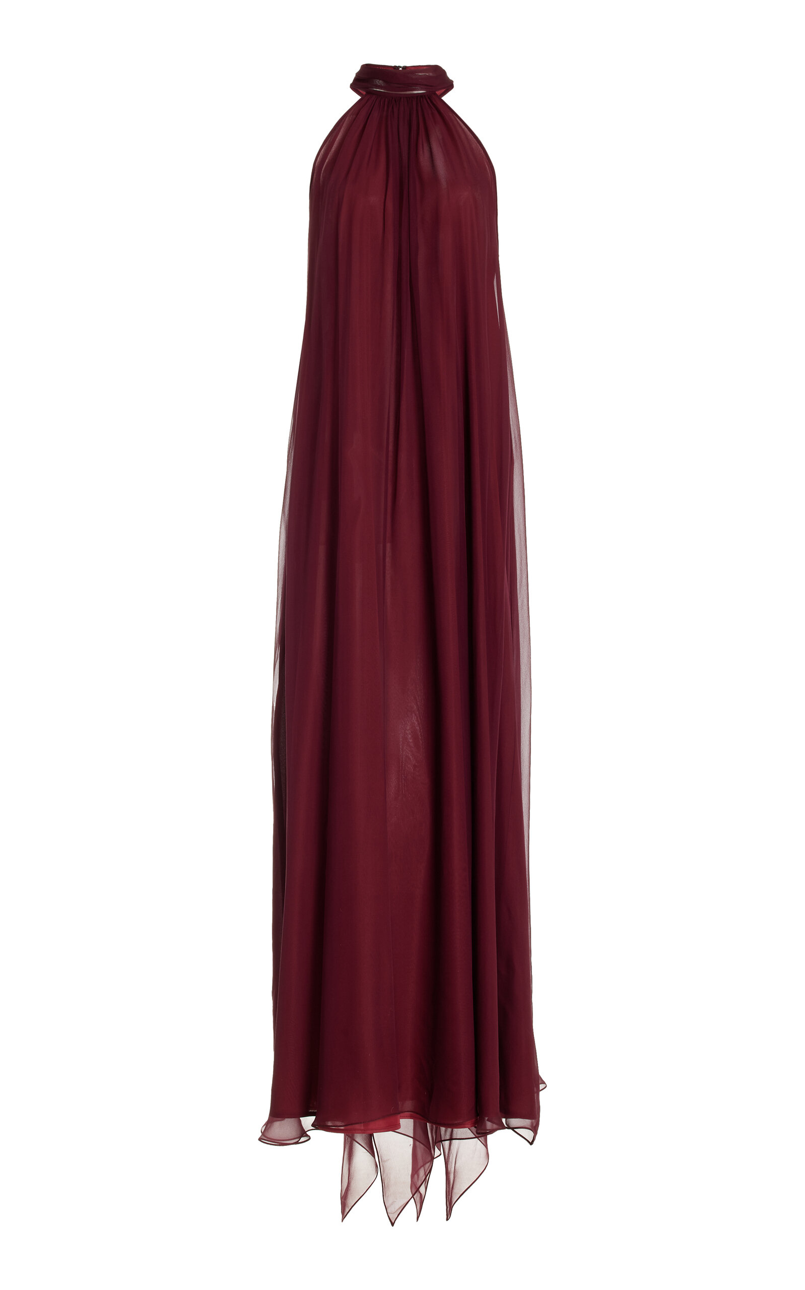 Shop Sophie Et Voila Silk-voile Gown In Burgundy