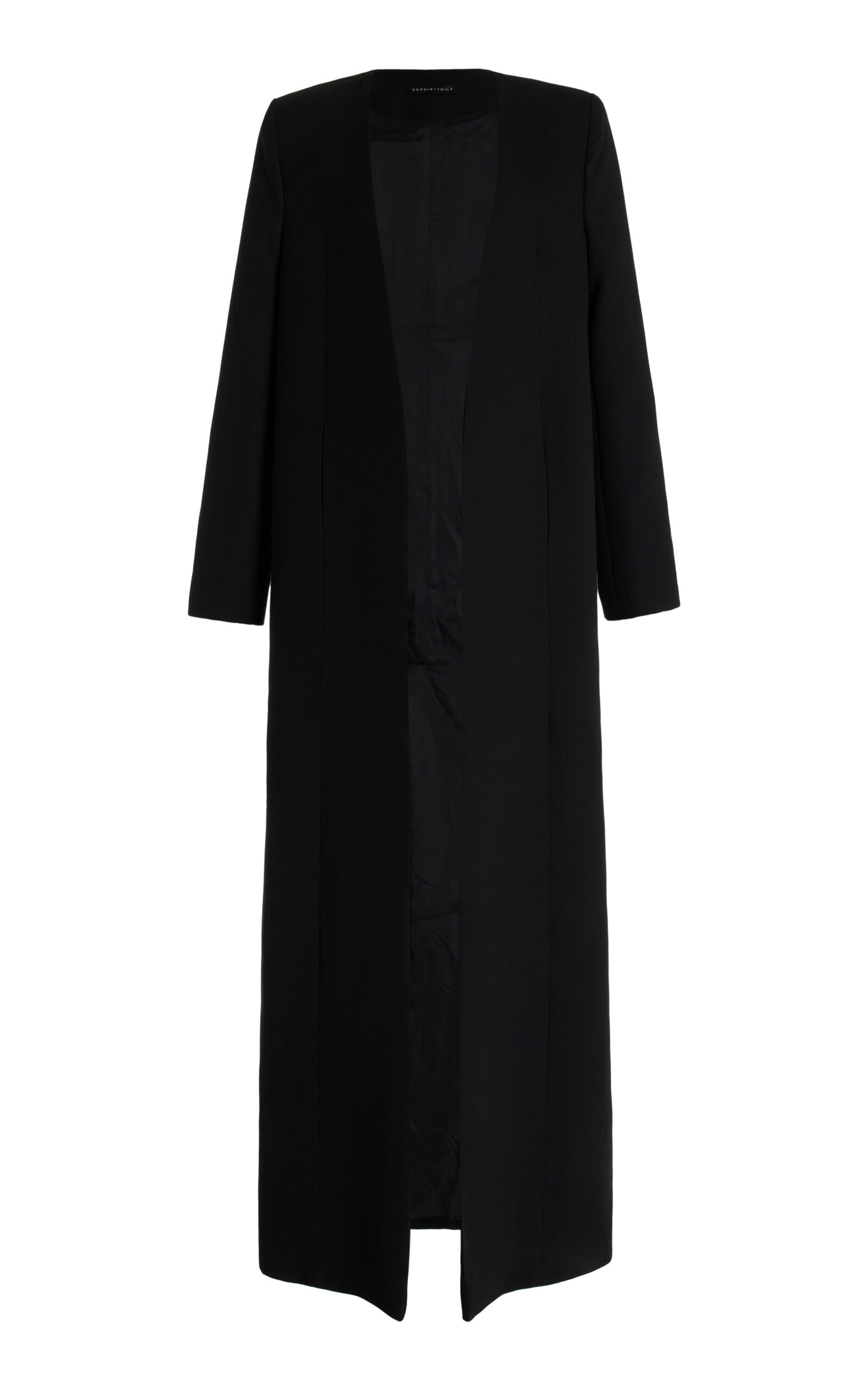 Shop Sophie Et Voila Tailored Wool Crepe Coat In Black