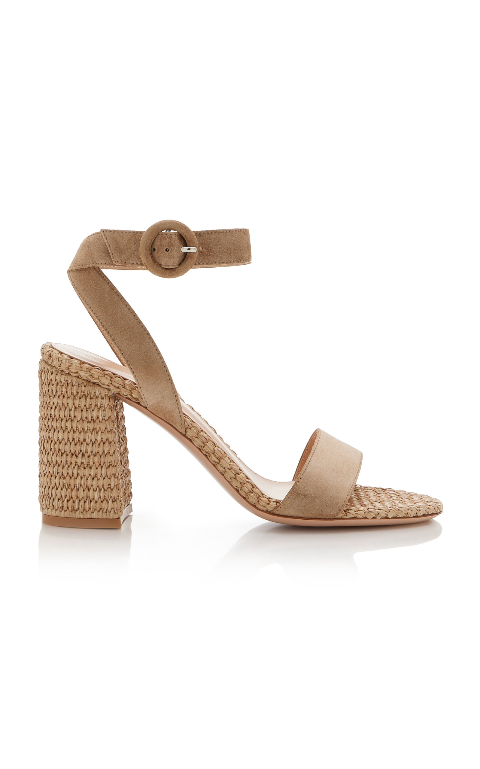 Suede and Raffia Sandals