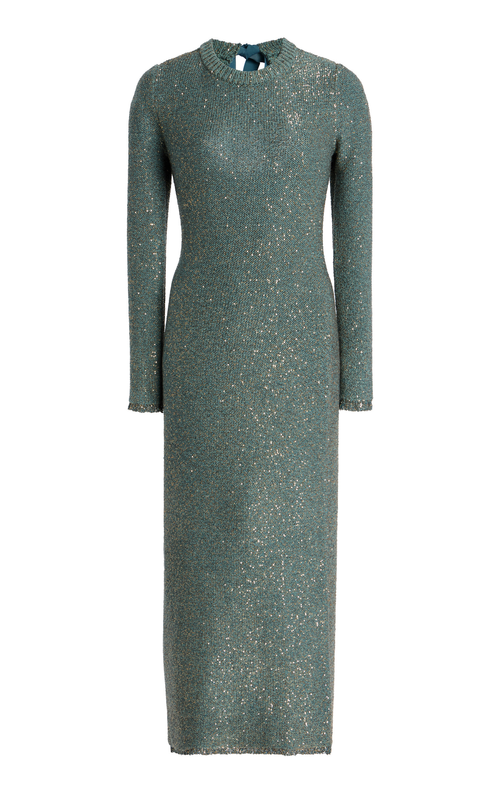 Exclusive Open-Back Sequined Wool-Blend Knit Midi Dress