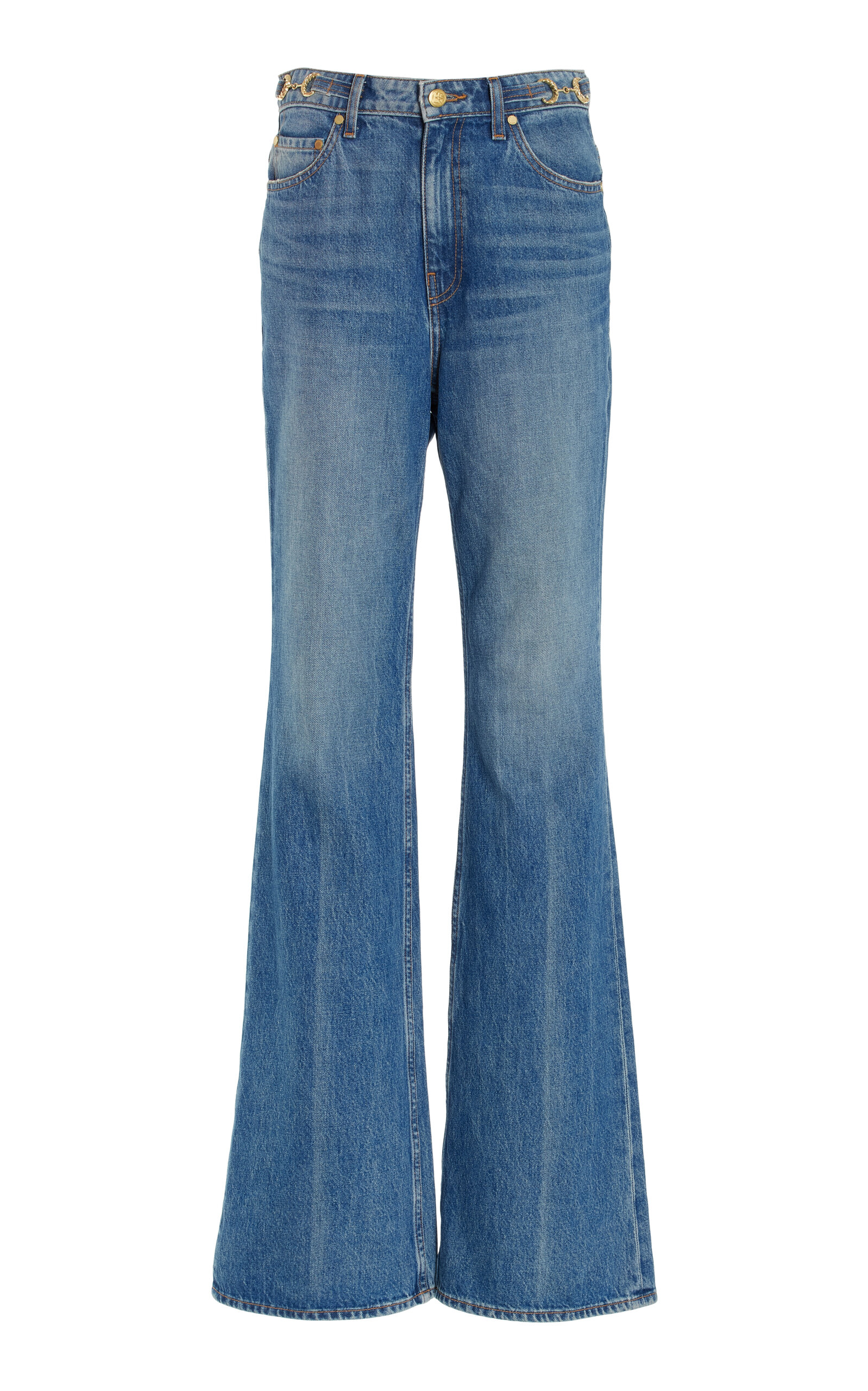 Shop Ulla Johnson The Collette Rigid High-rise Bootcut Jeans In Medium Wash