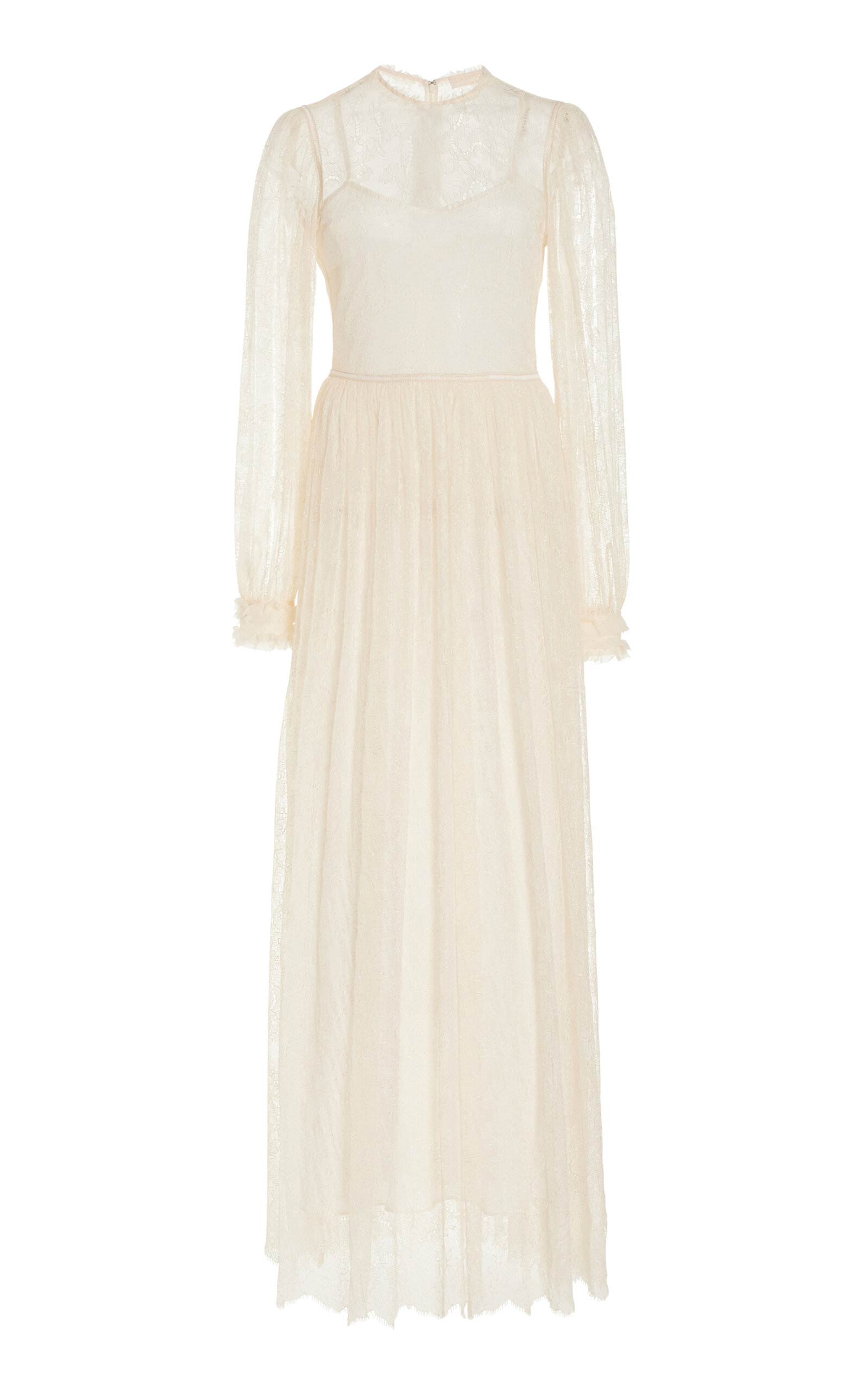 Shop Ulla Johnson Josephine French Chantilly Lace Midi Dress In White