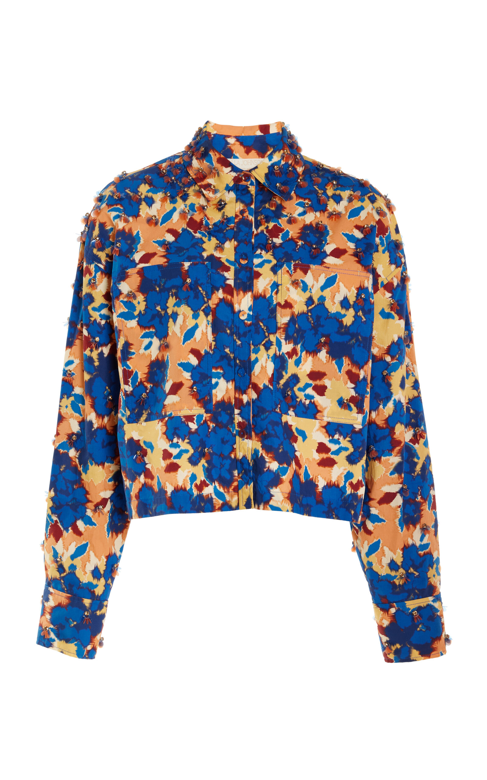 Shop Ulla Johnson Aria Sequin-embroidered Printed Cotton Shirt In Multi