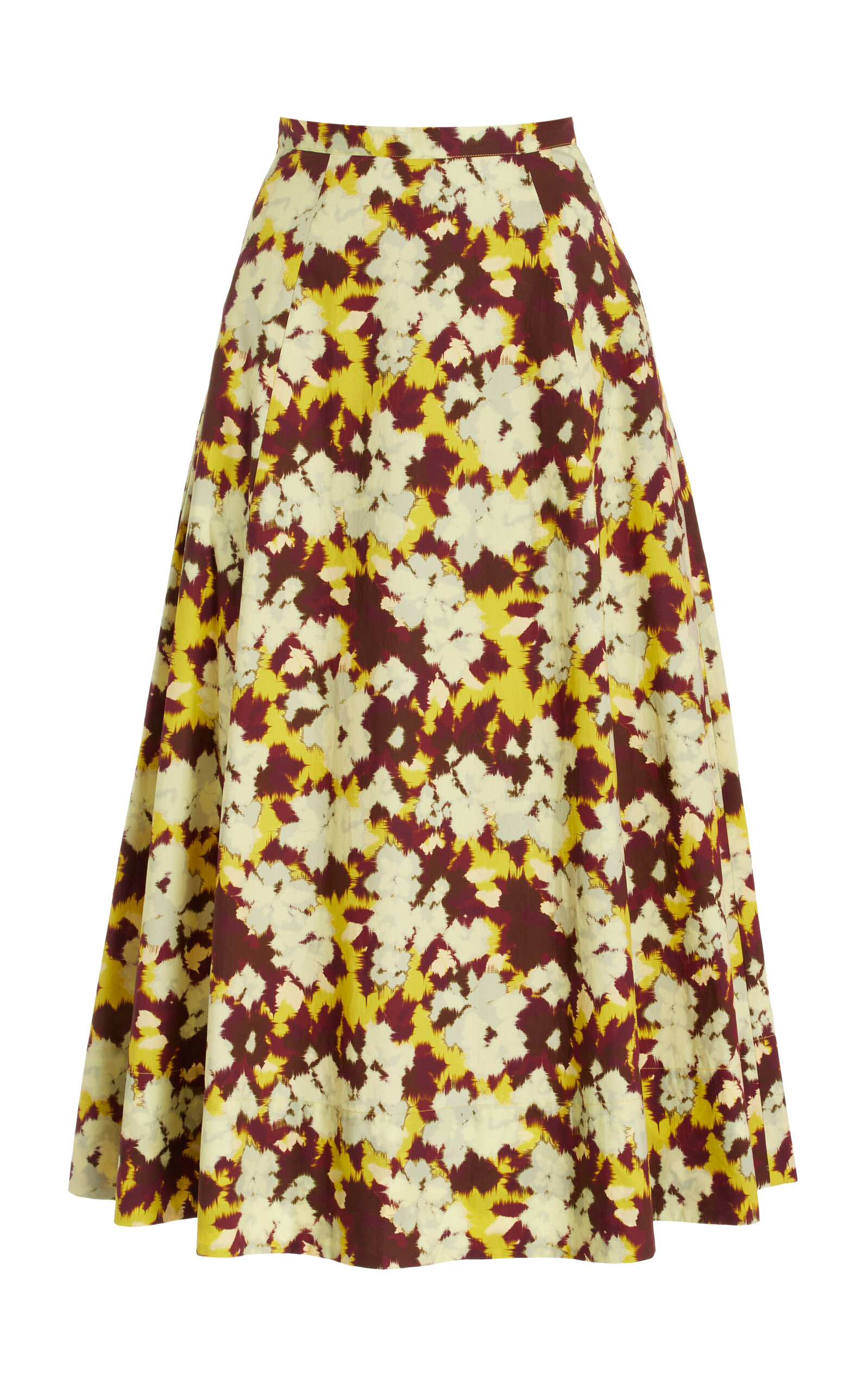 Shop Ulla Johnson Vianne Printed Cotton Midi Skirt In Yellow