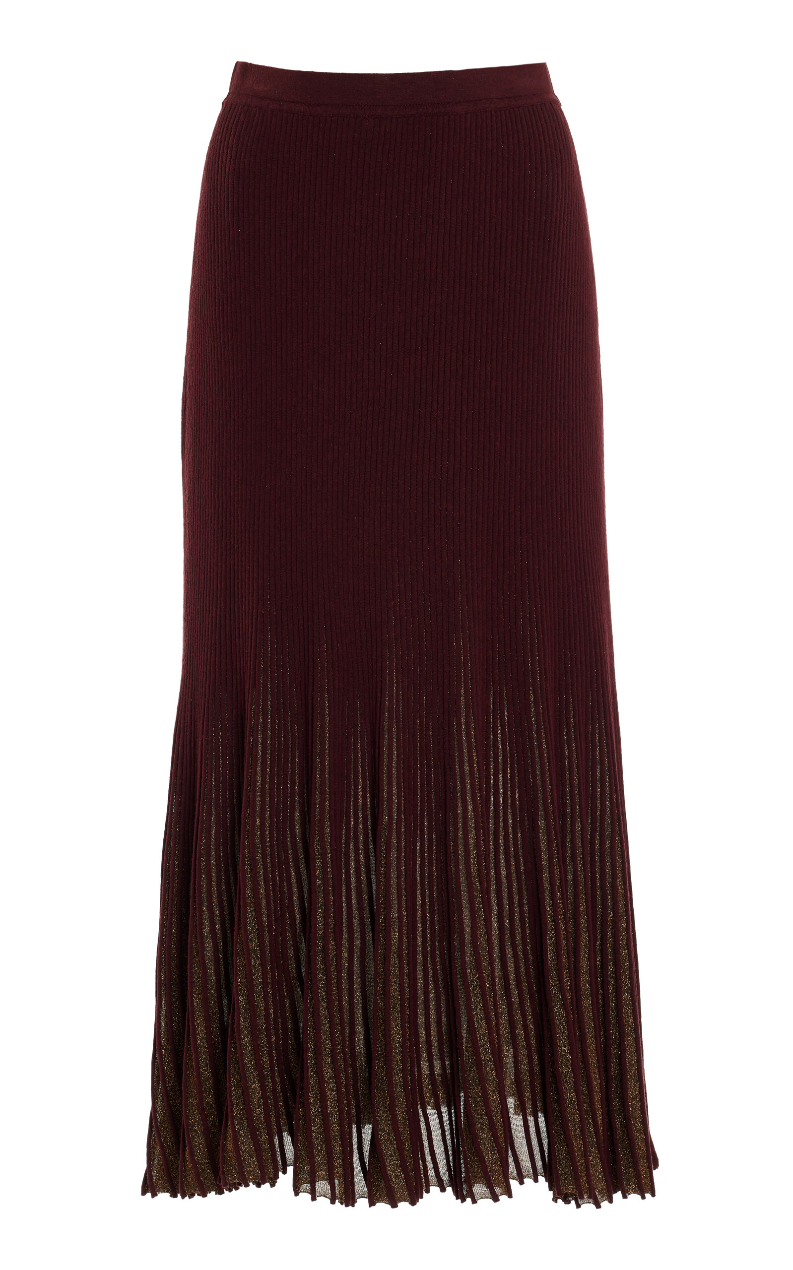 Vera Pleated Sunburst-Knit Midi Skirt