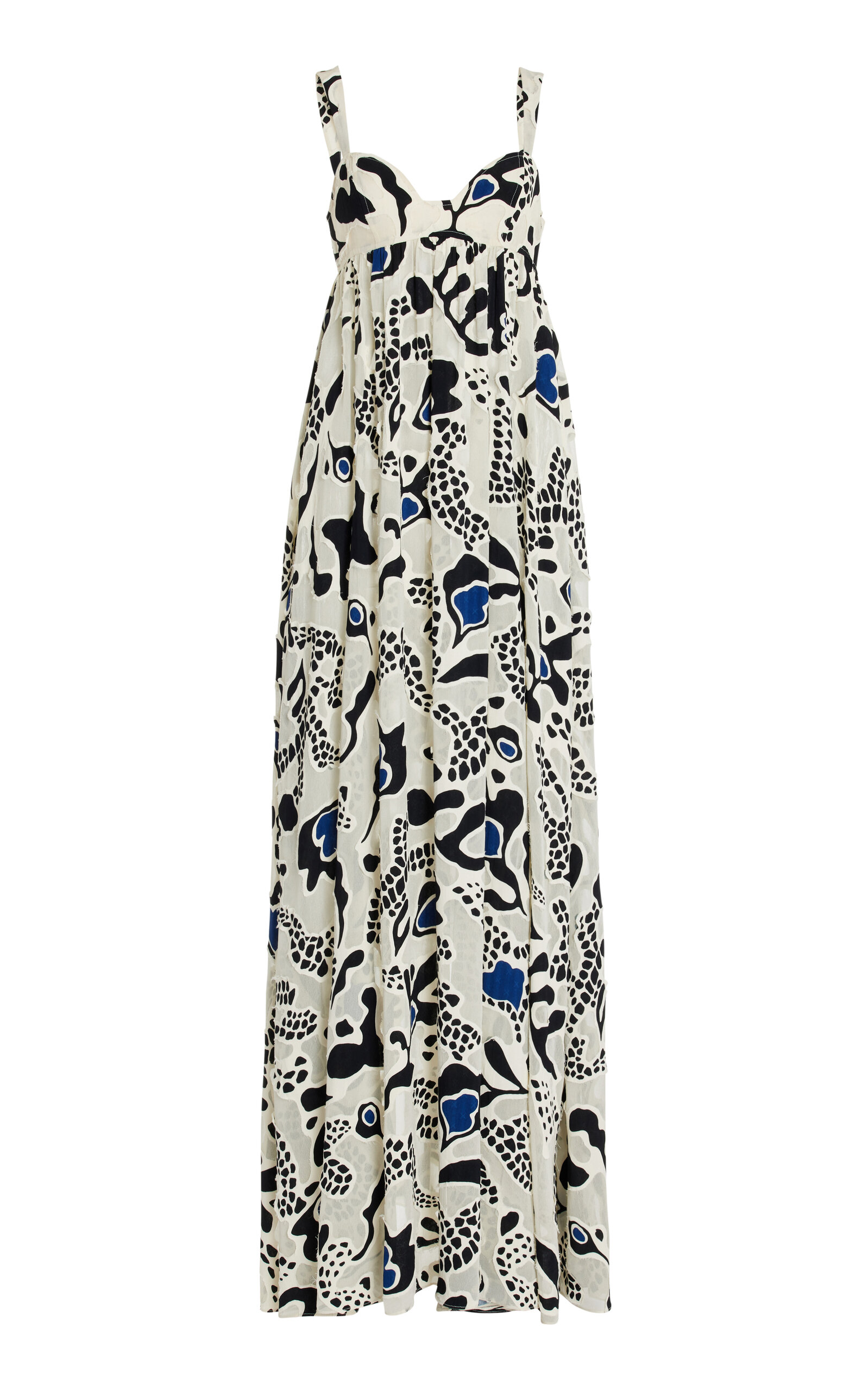 Shop Ulla Johnson Leilani Abstract Floral Devoré Gown In Black,white