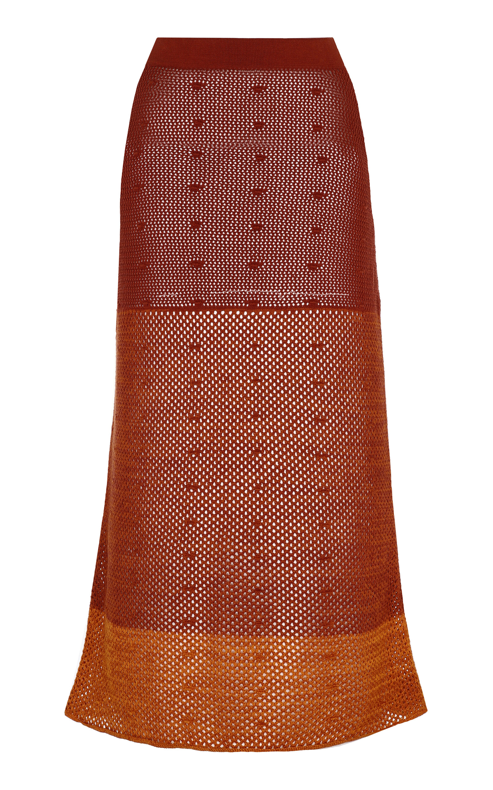 Shop Escvdo Exclusive Ofrenda Paneled Cotton Knit Maxi Skirt In Brown