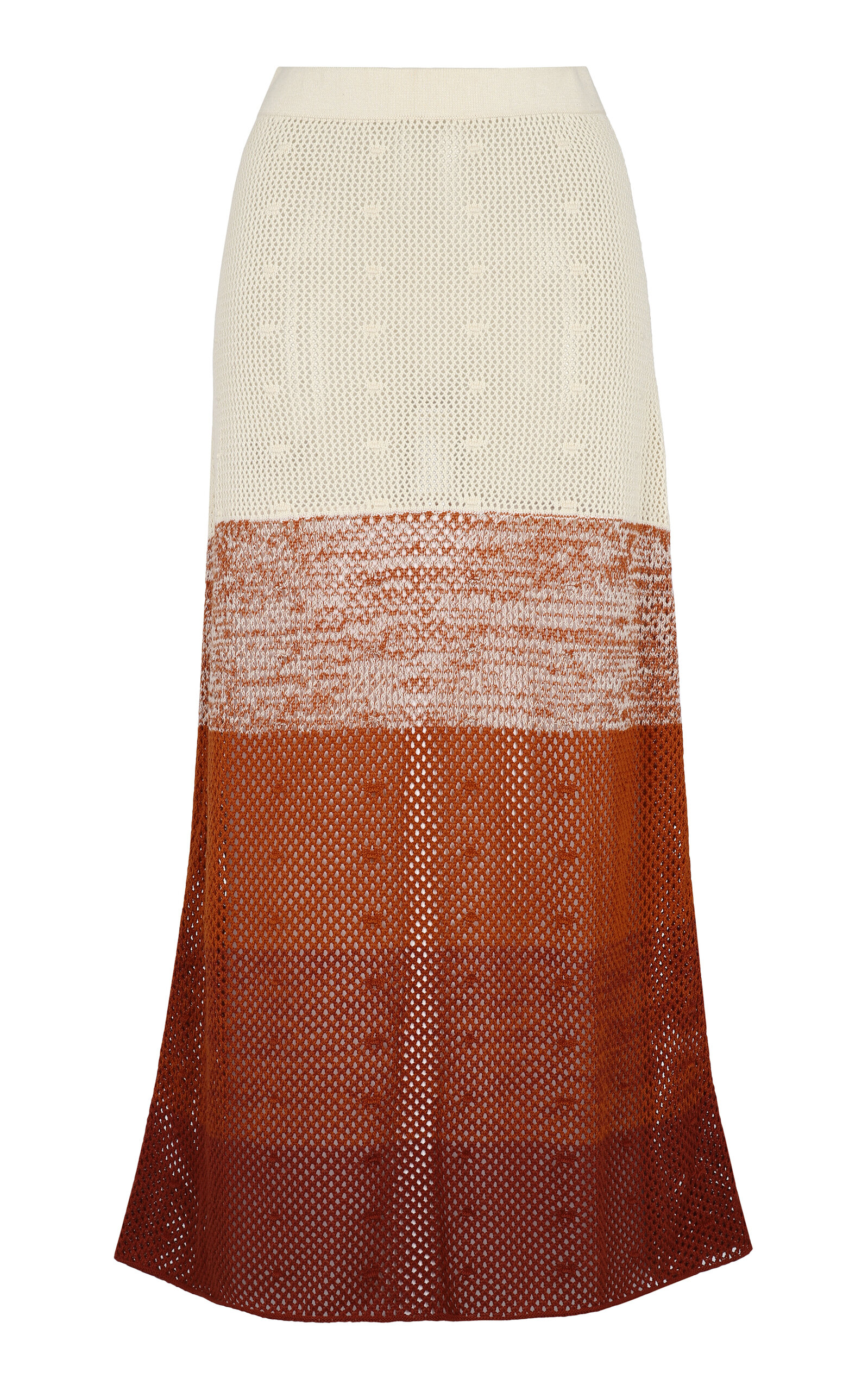 Shop Escvdo Ofrenda Paneled Cotton Knit Maxi Skirt In Brown